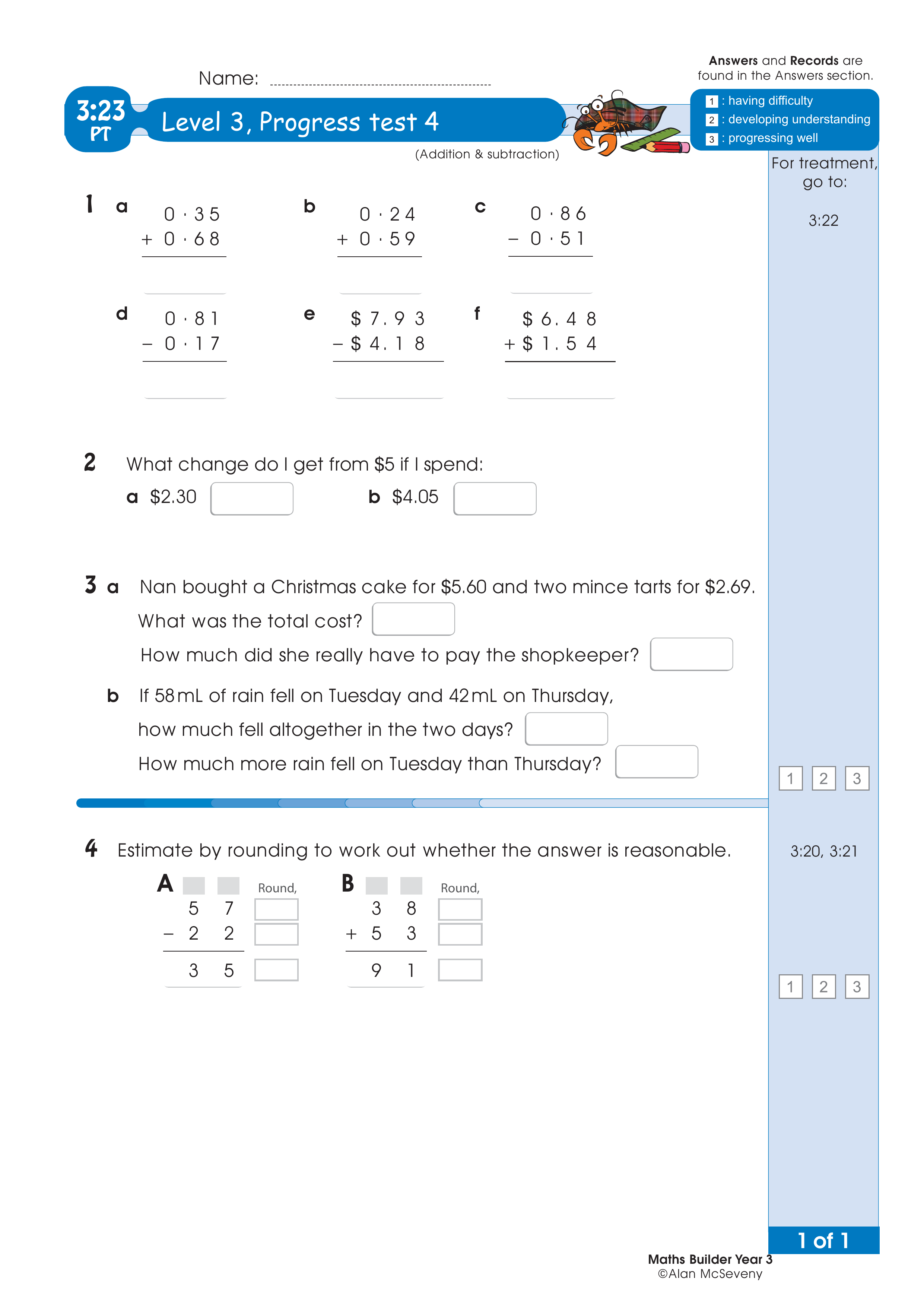 Progress test — worksheet preview