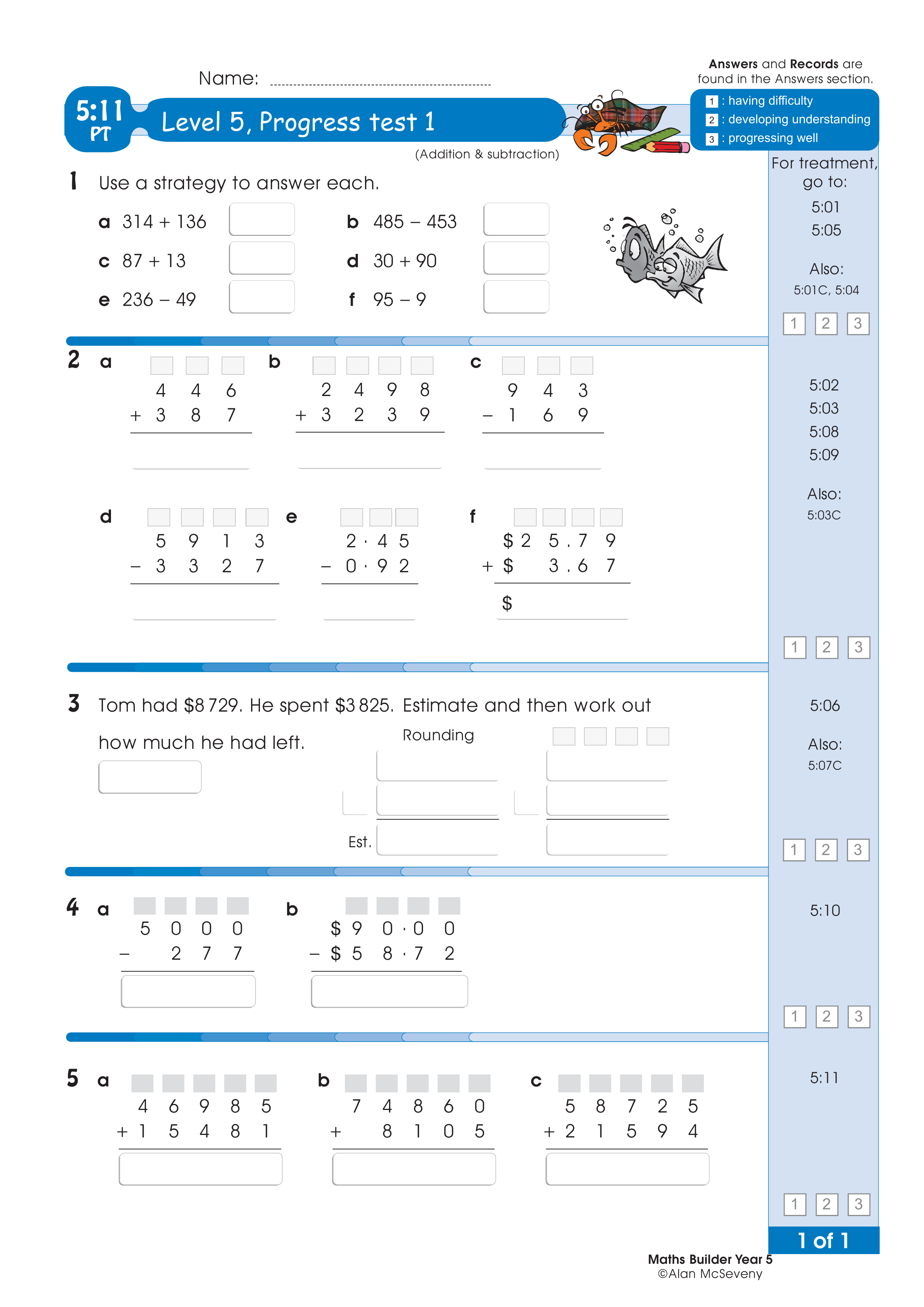 Progress test — worksheet preview