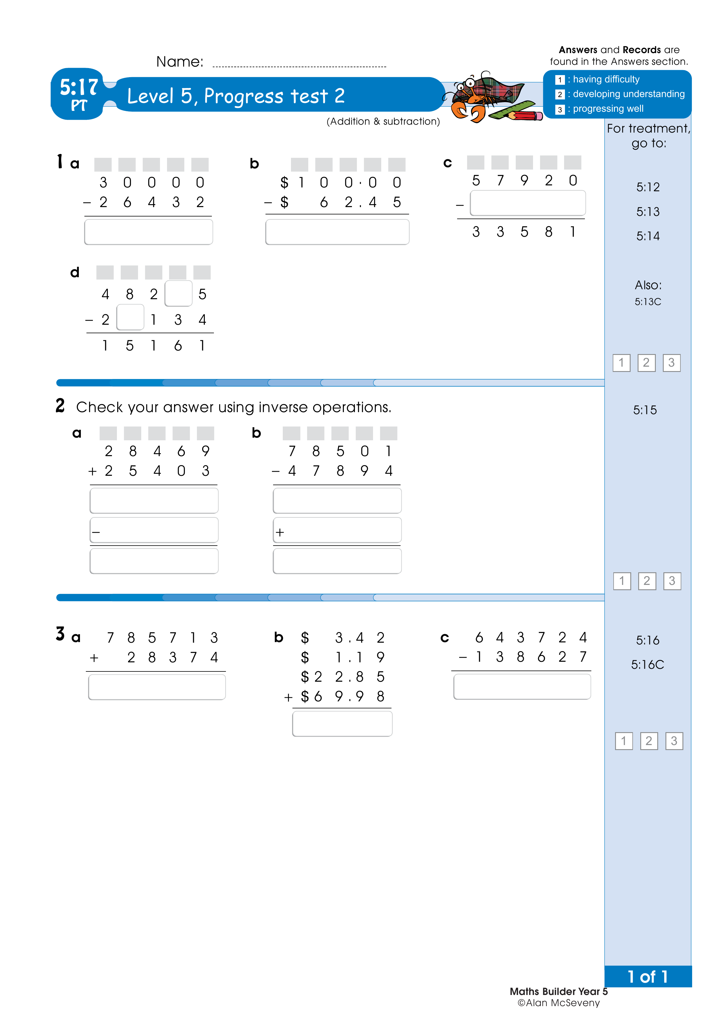 Progress test — worksheet preview