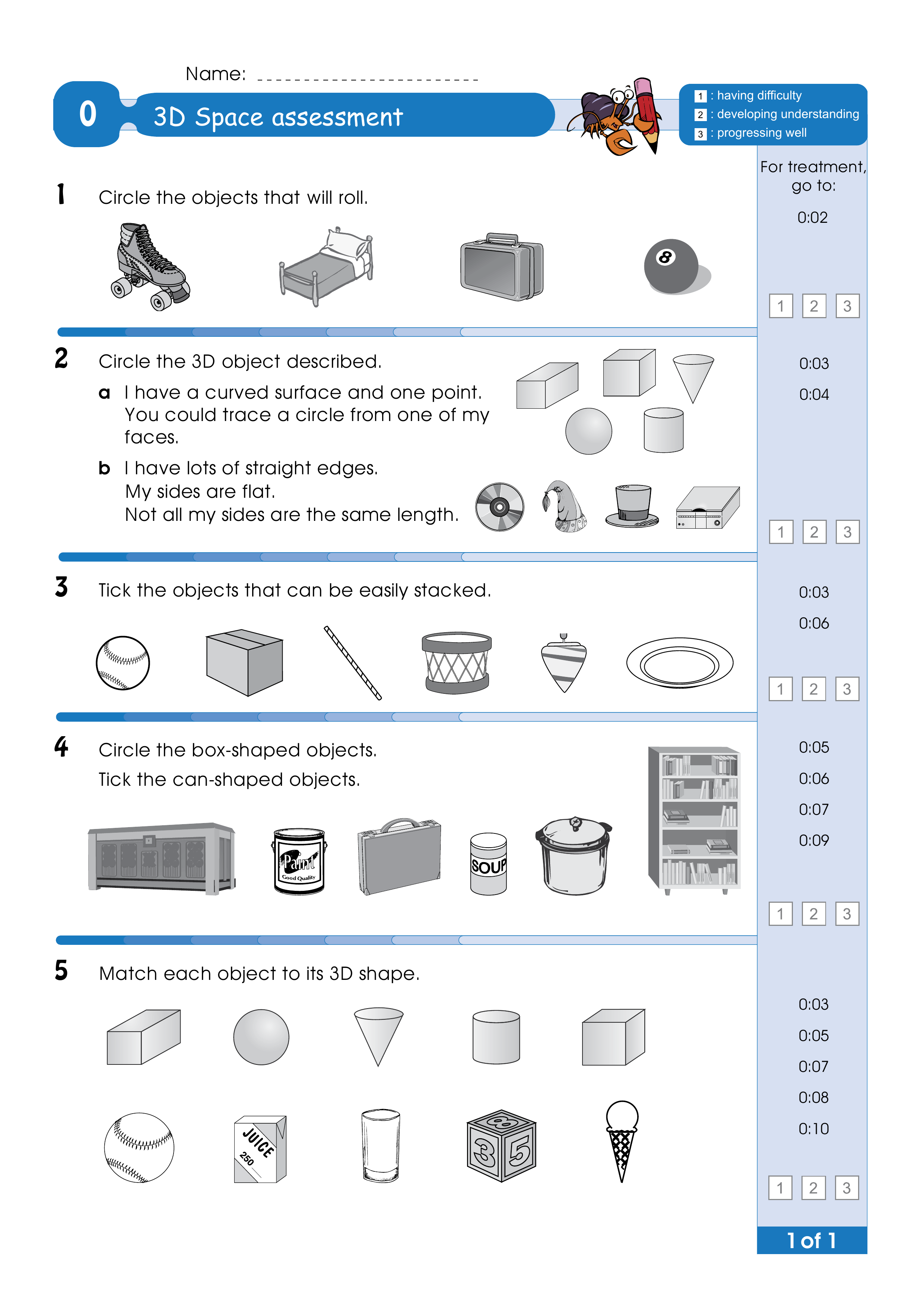 Assessment for the whole of Level 0 — worksheet preview
