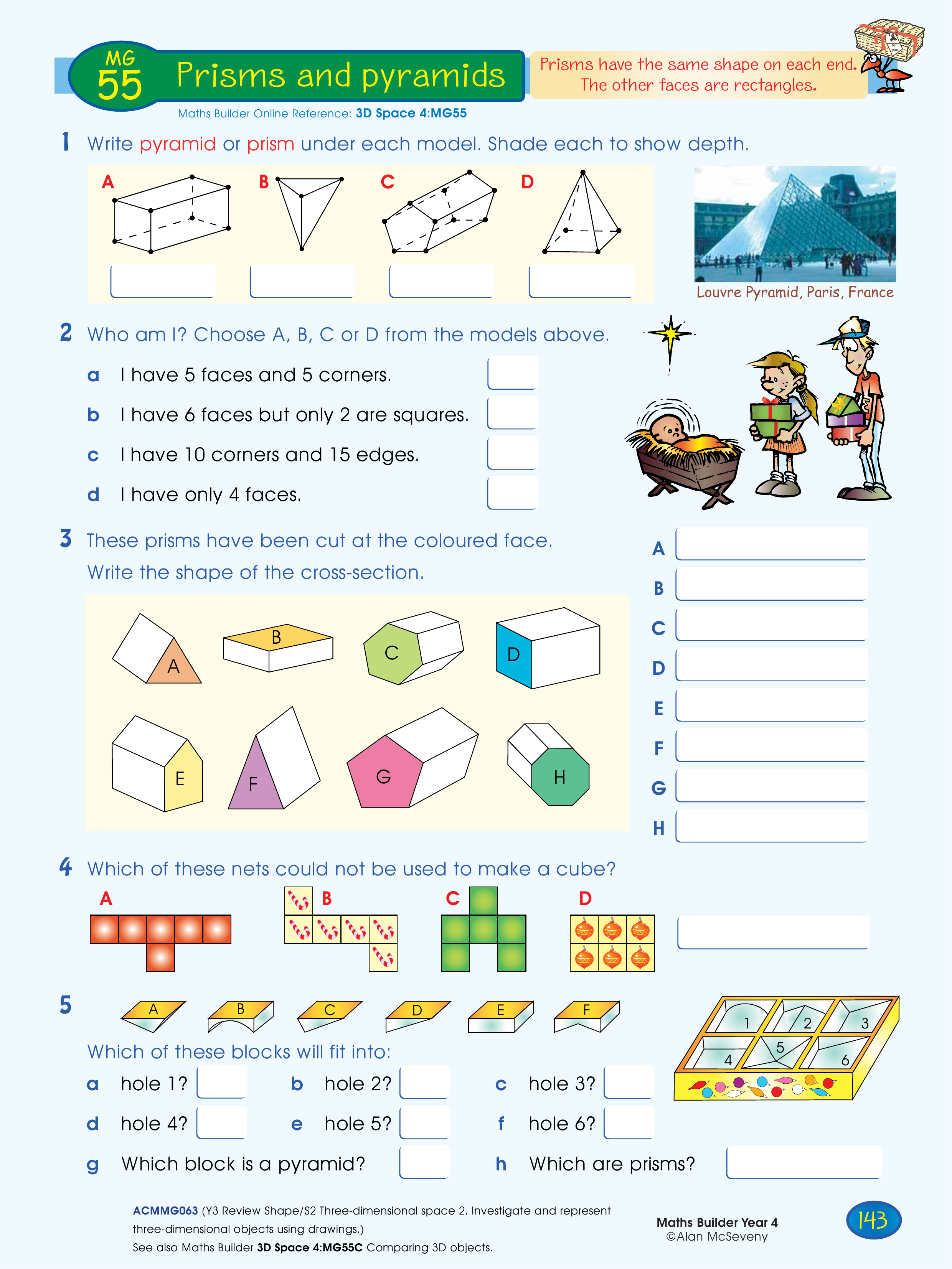 Prisms and pyramids — worksheet preview