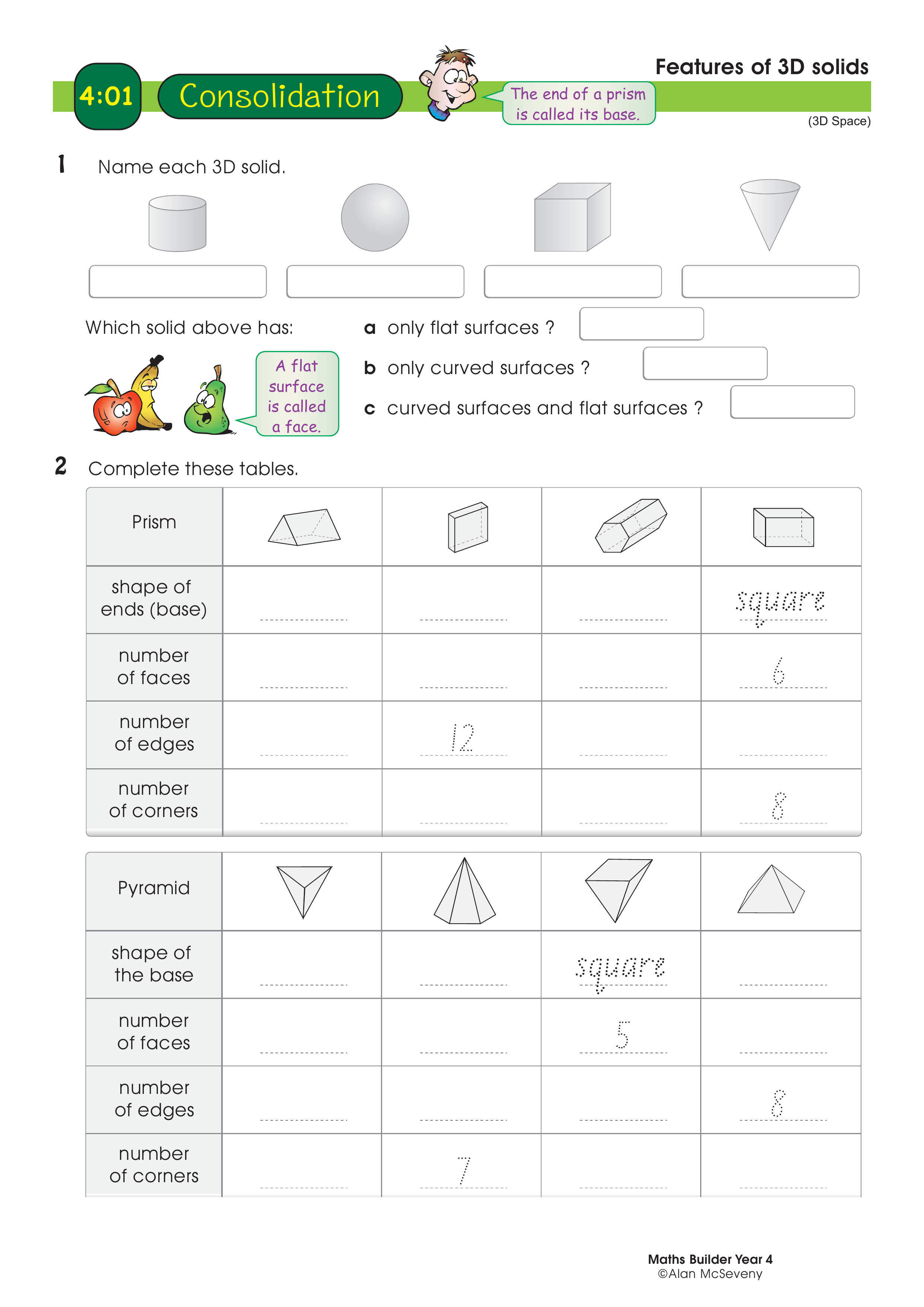 Features of 3D solids — worksheet preview