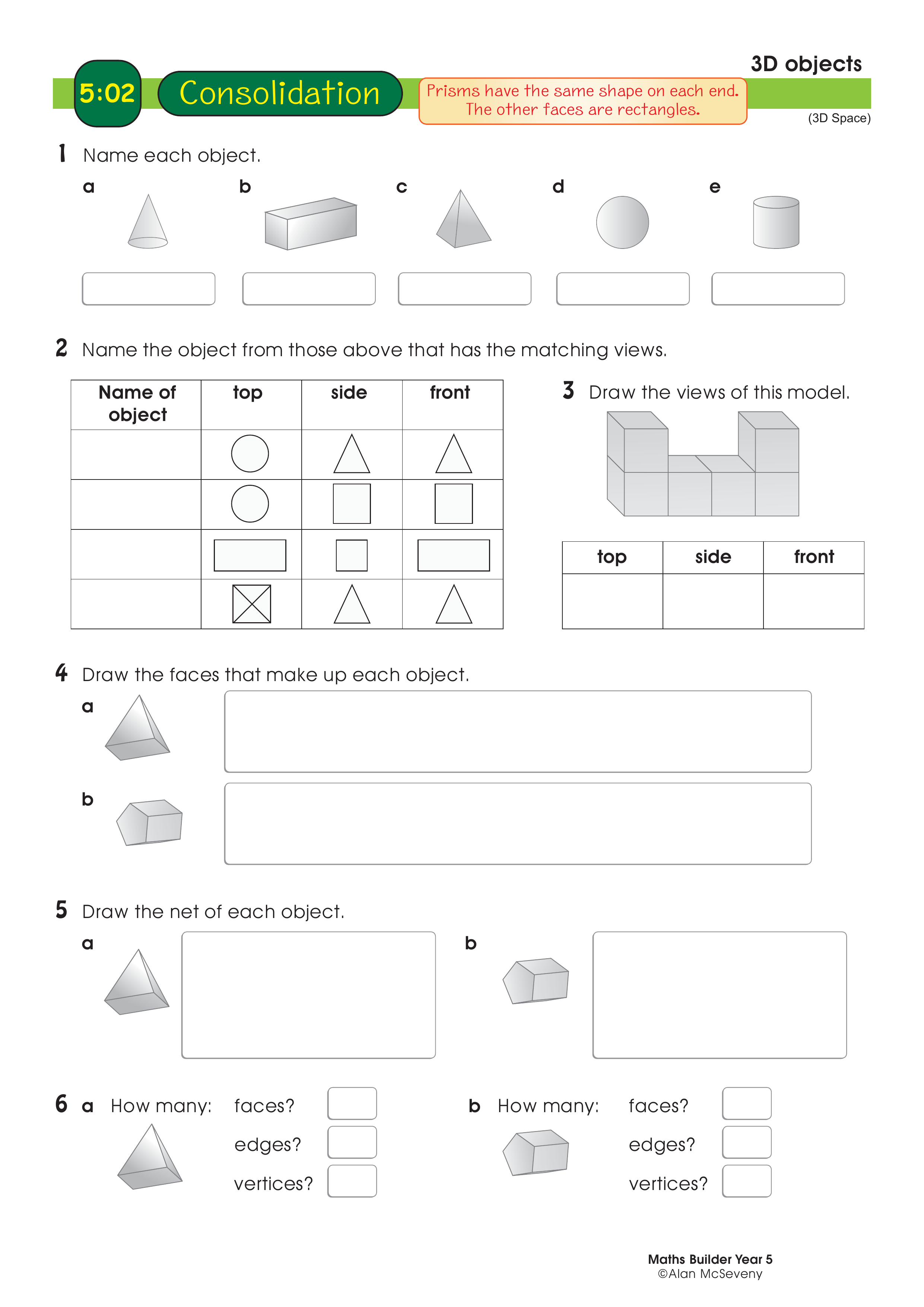 3D objects — worksheet preview
