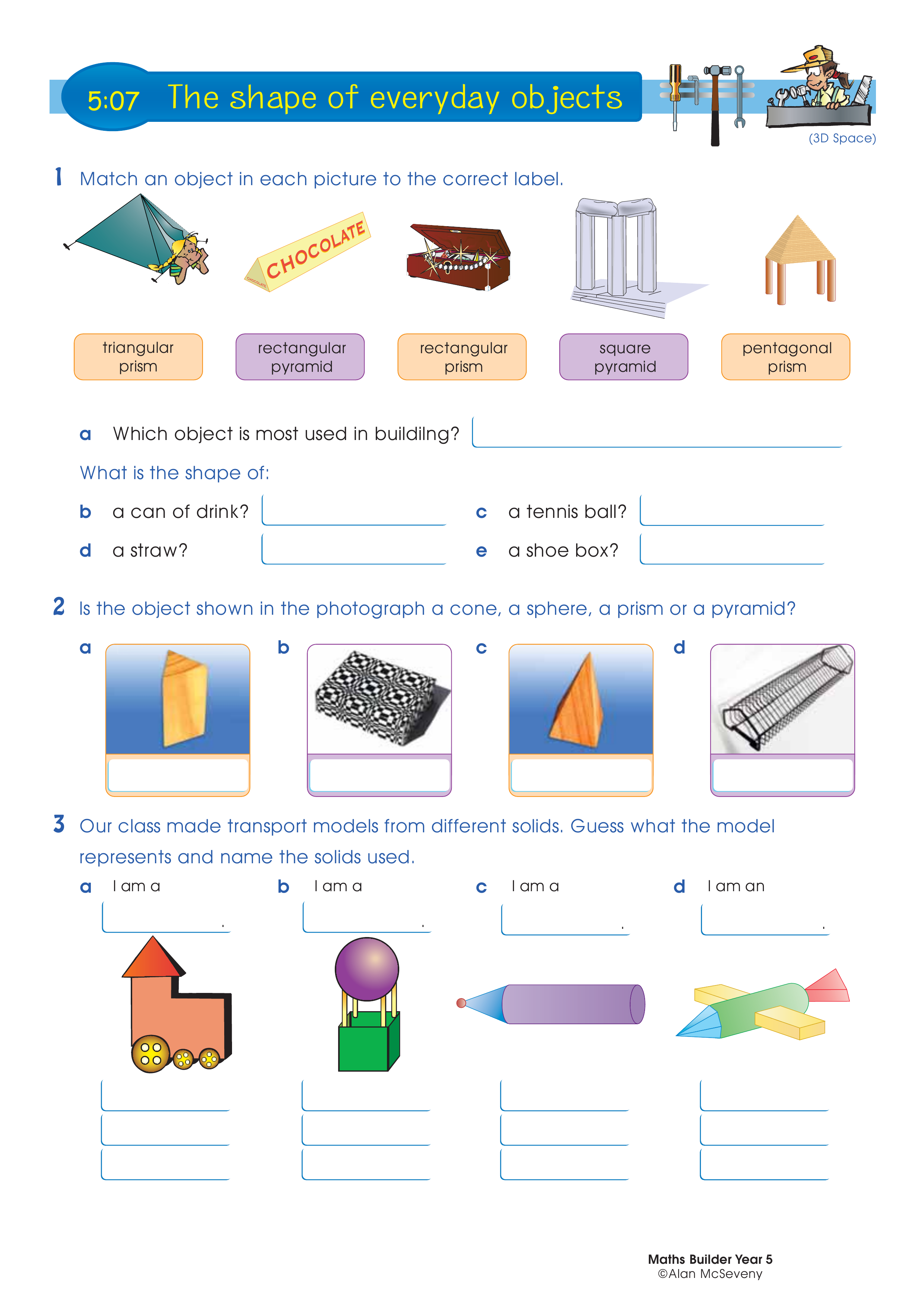The shape of everyday objects — worksheet preview