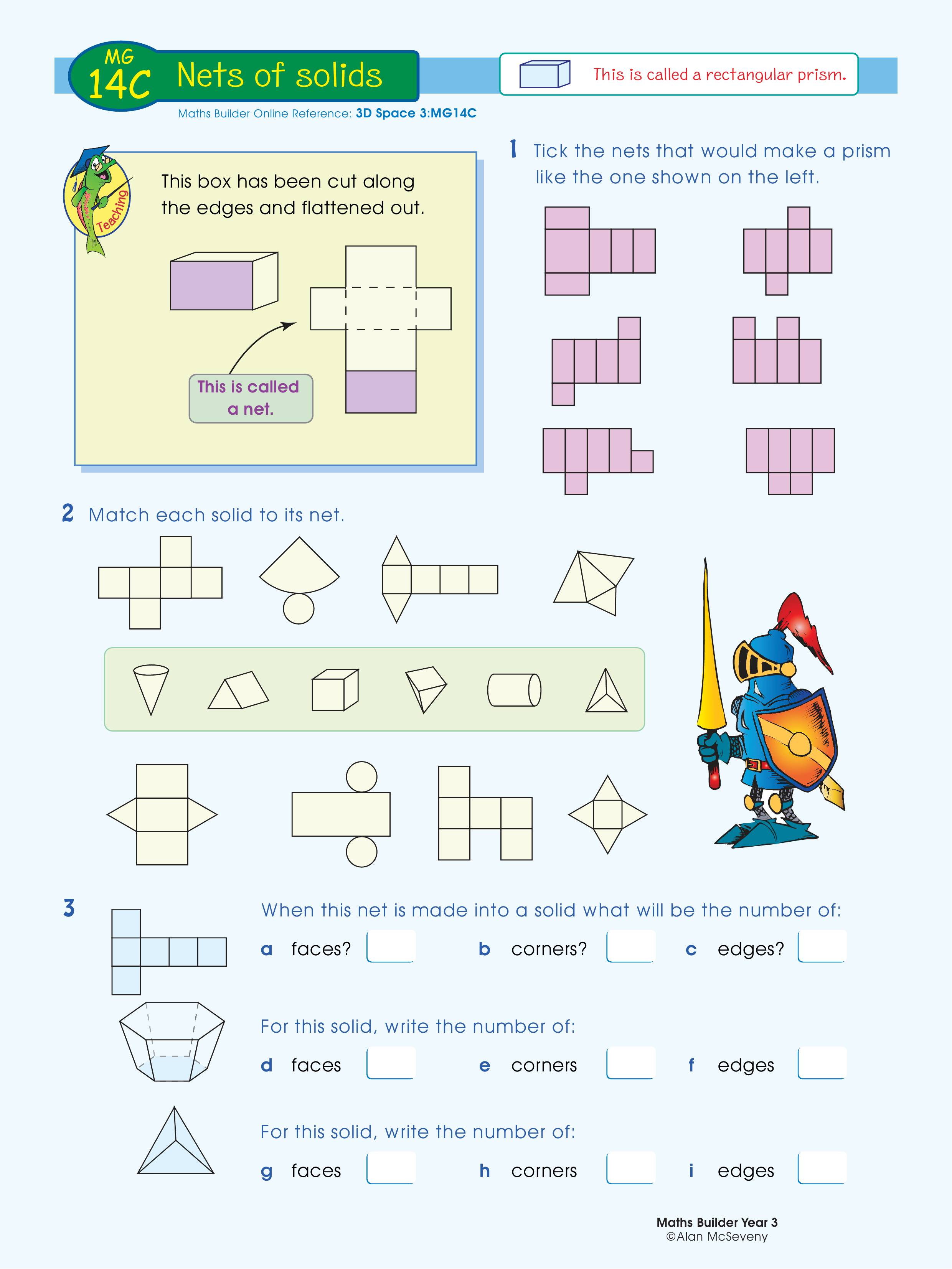 Nets of solids — worksheet preview