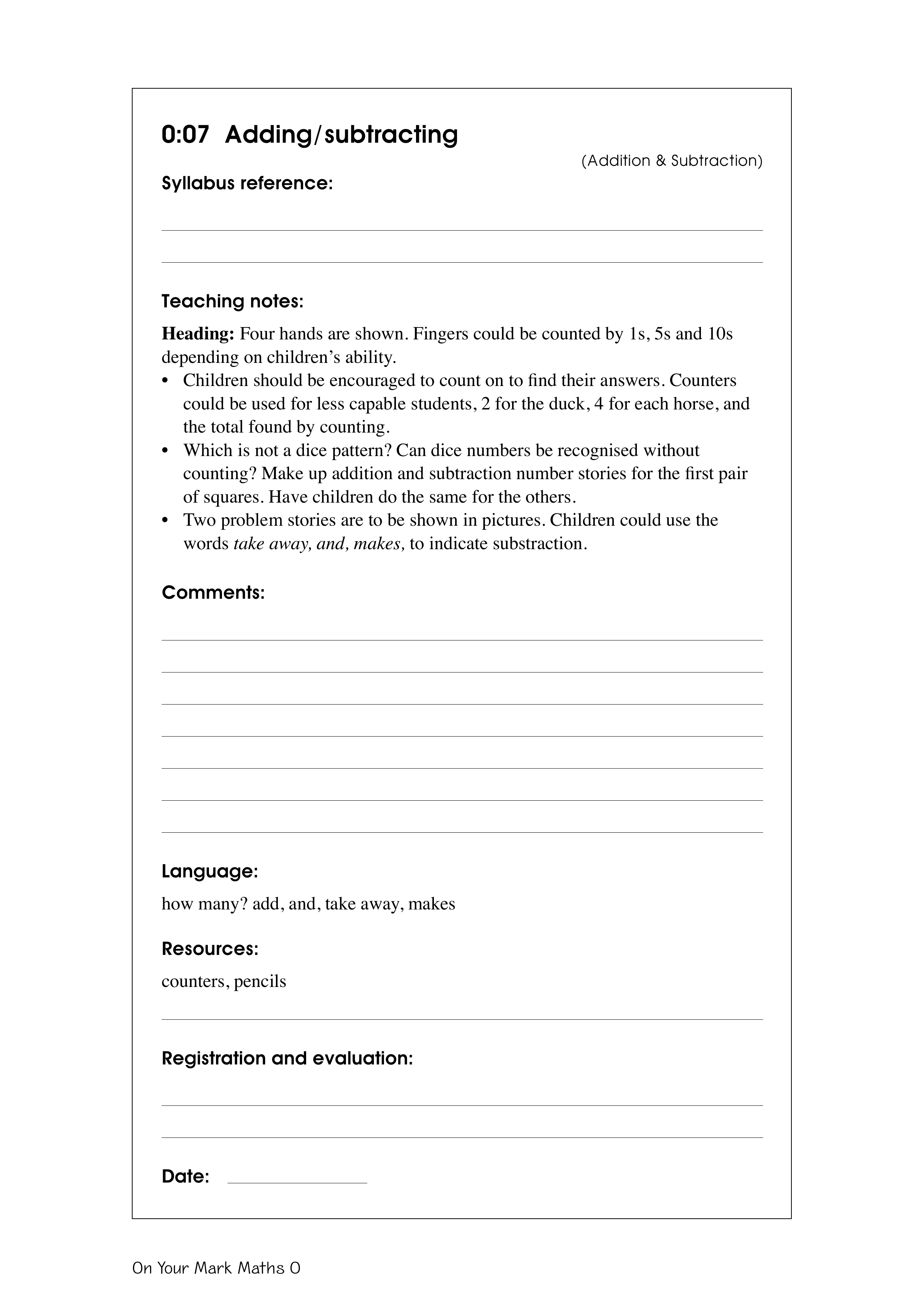 Adding/subtracting — worksheet preview