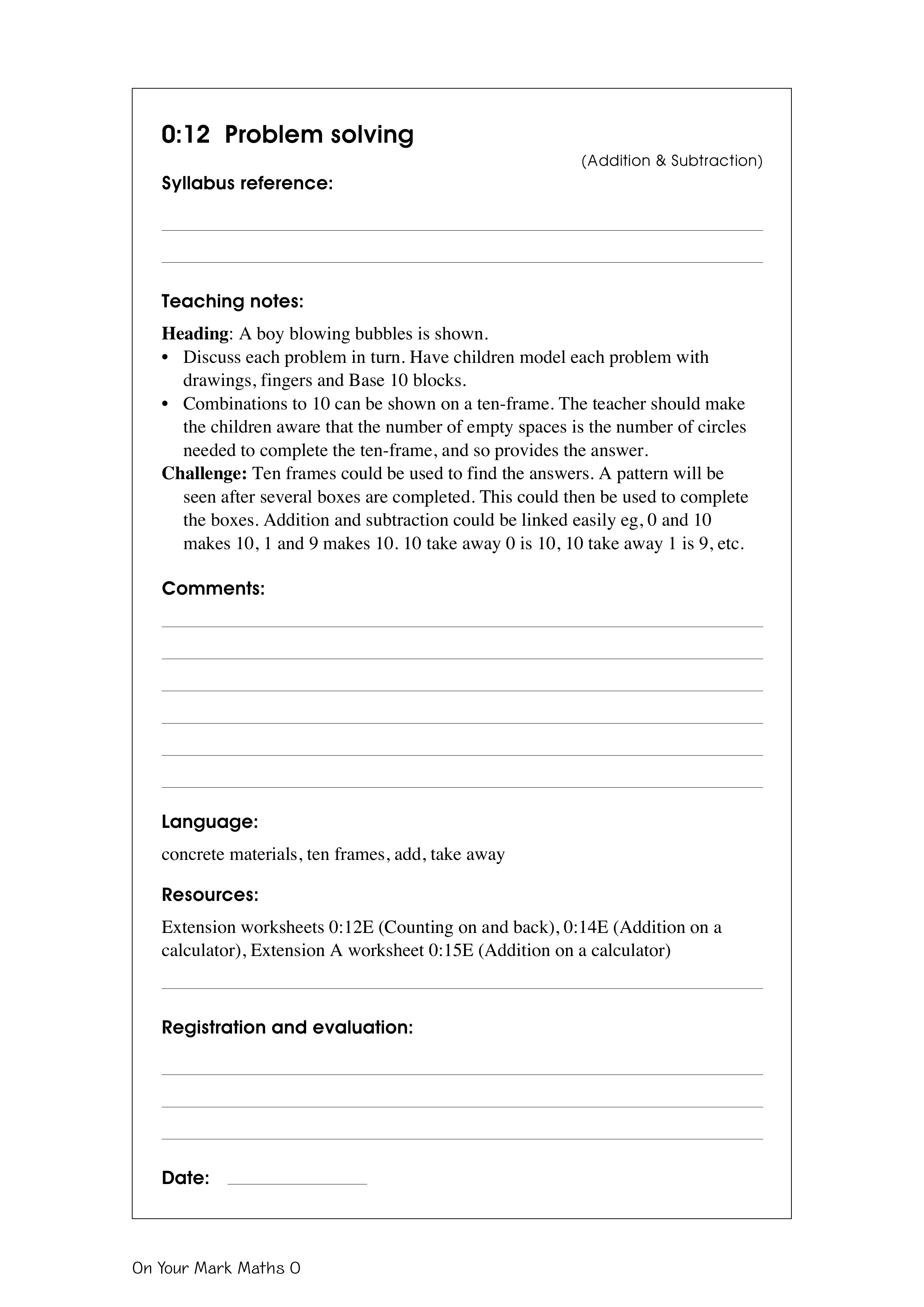 Problem solving — worksheet preview