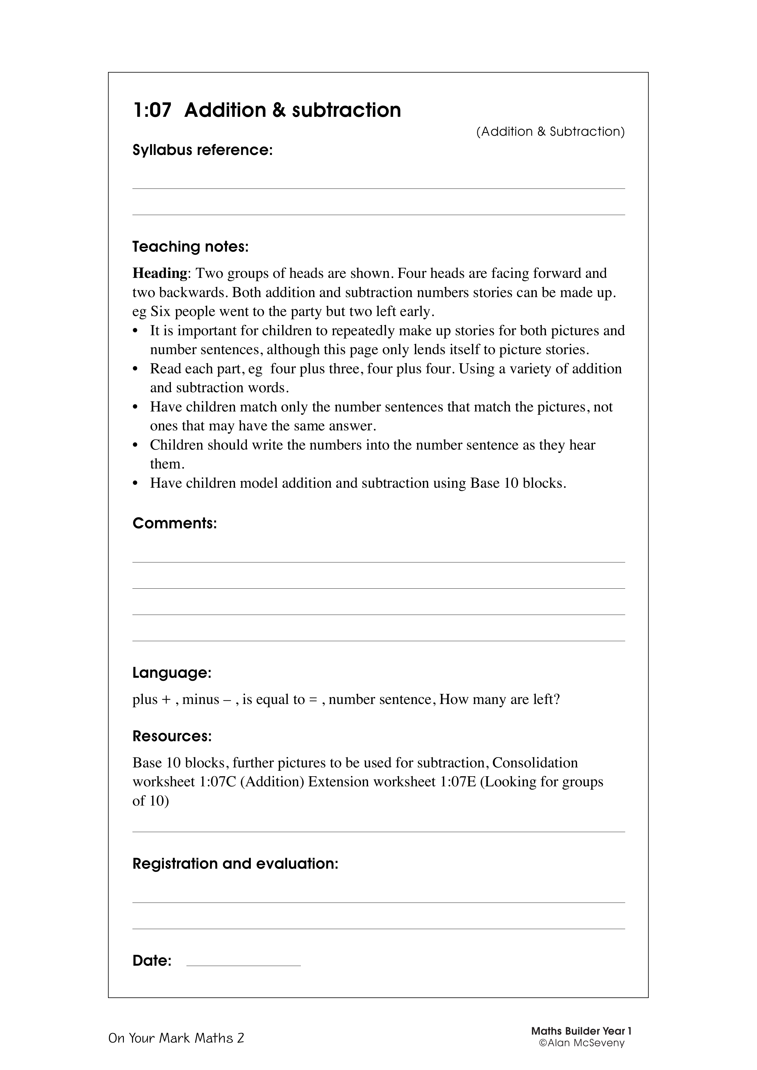 Addition & subtraction — worksheet preview