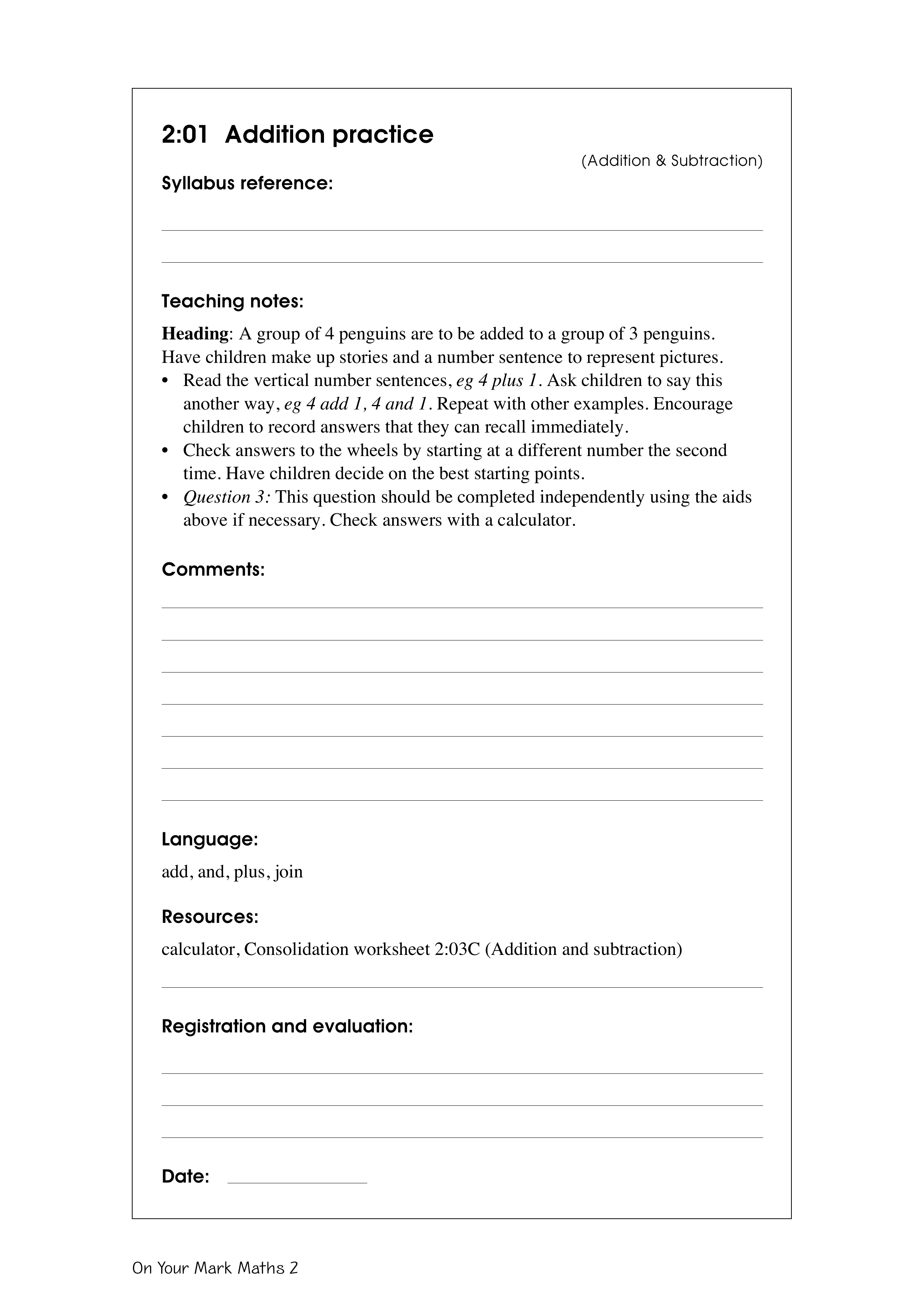 Addition practice — worksheet preview