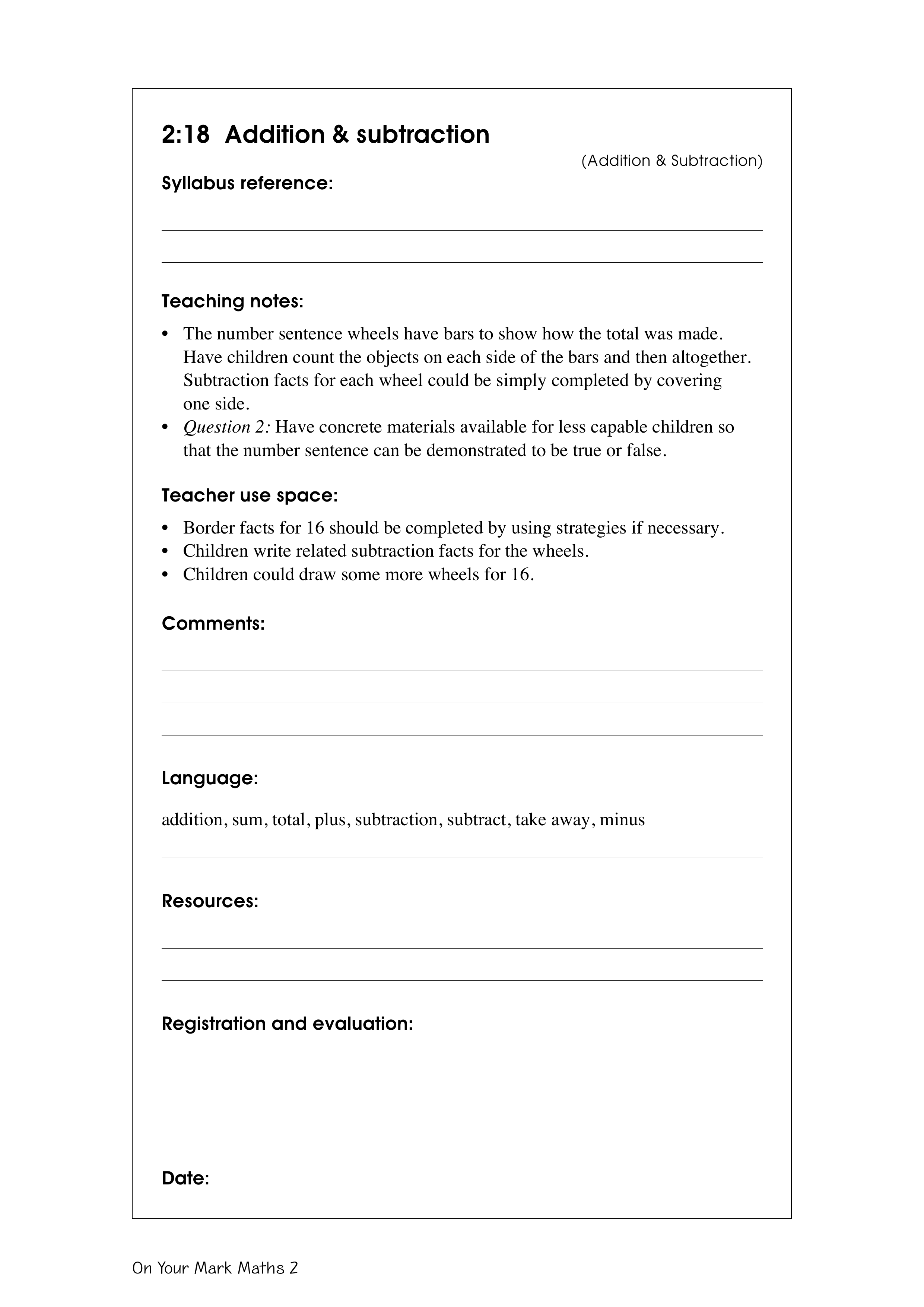Addition & subtraction — worksheet preview