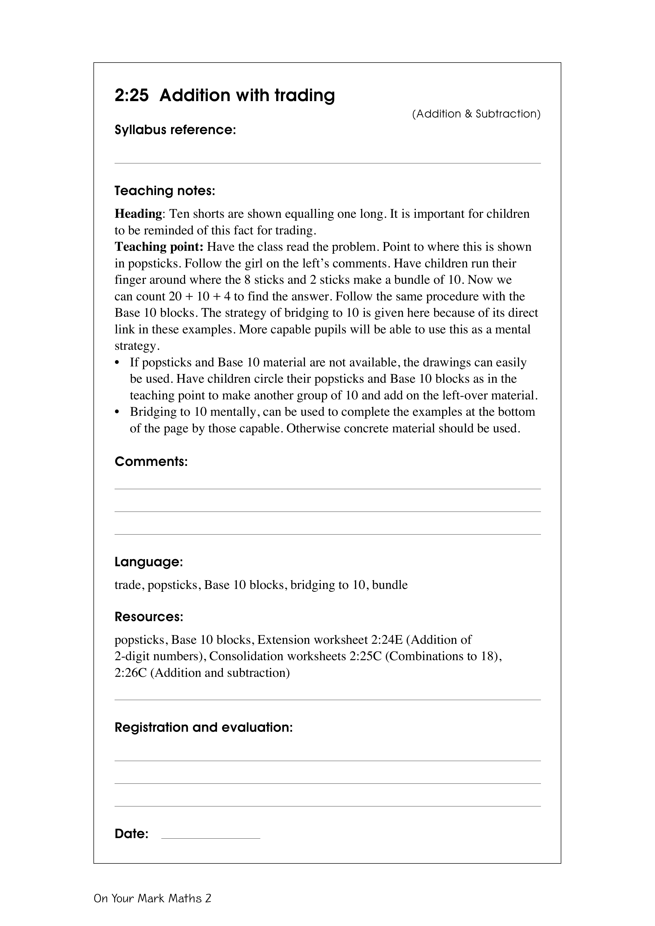 Addition with trading — worksheet preview