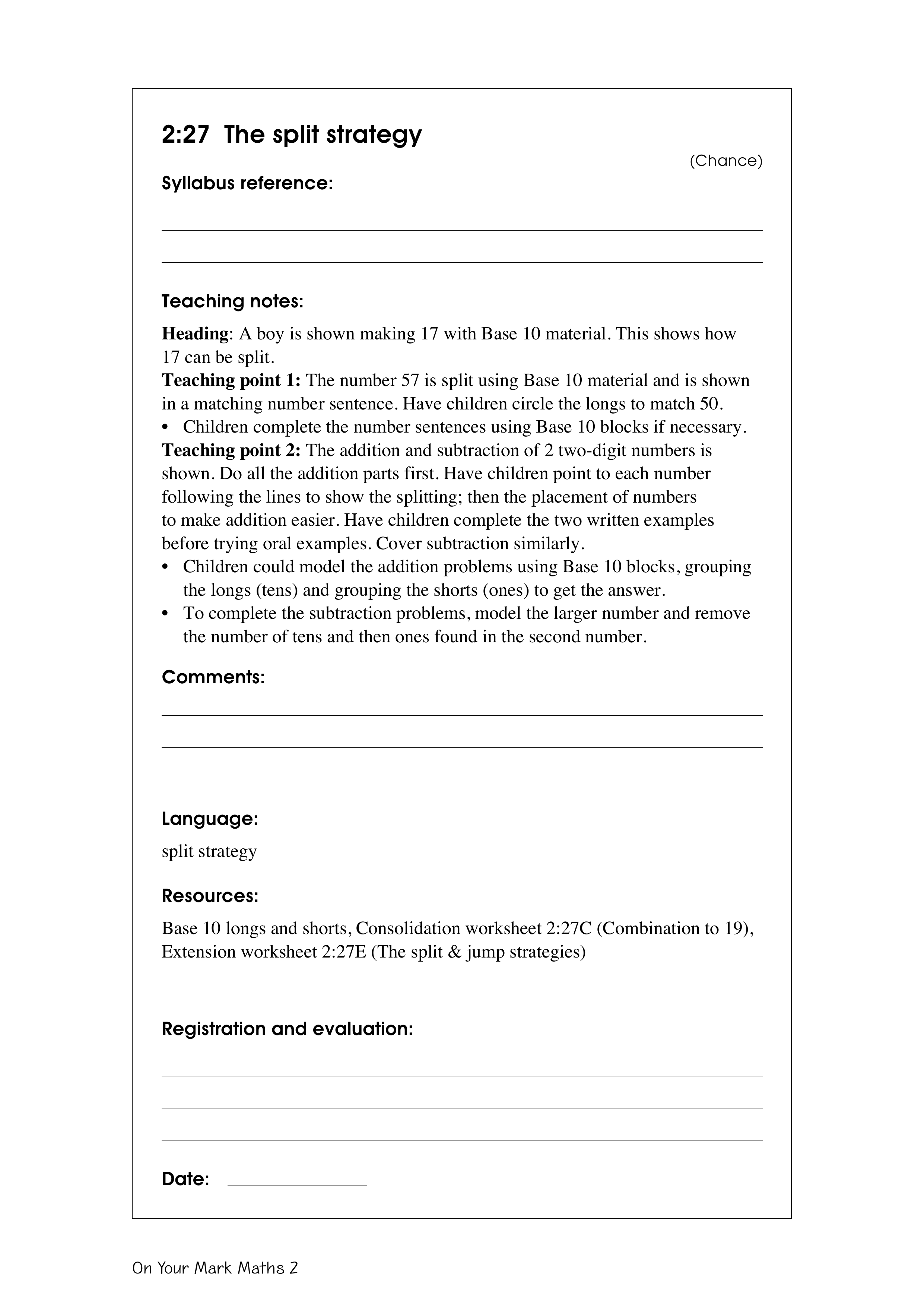 The split strategy — worksheet preview