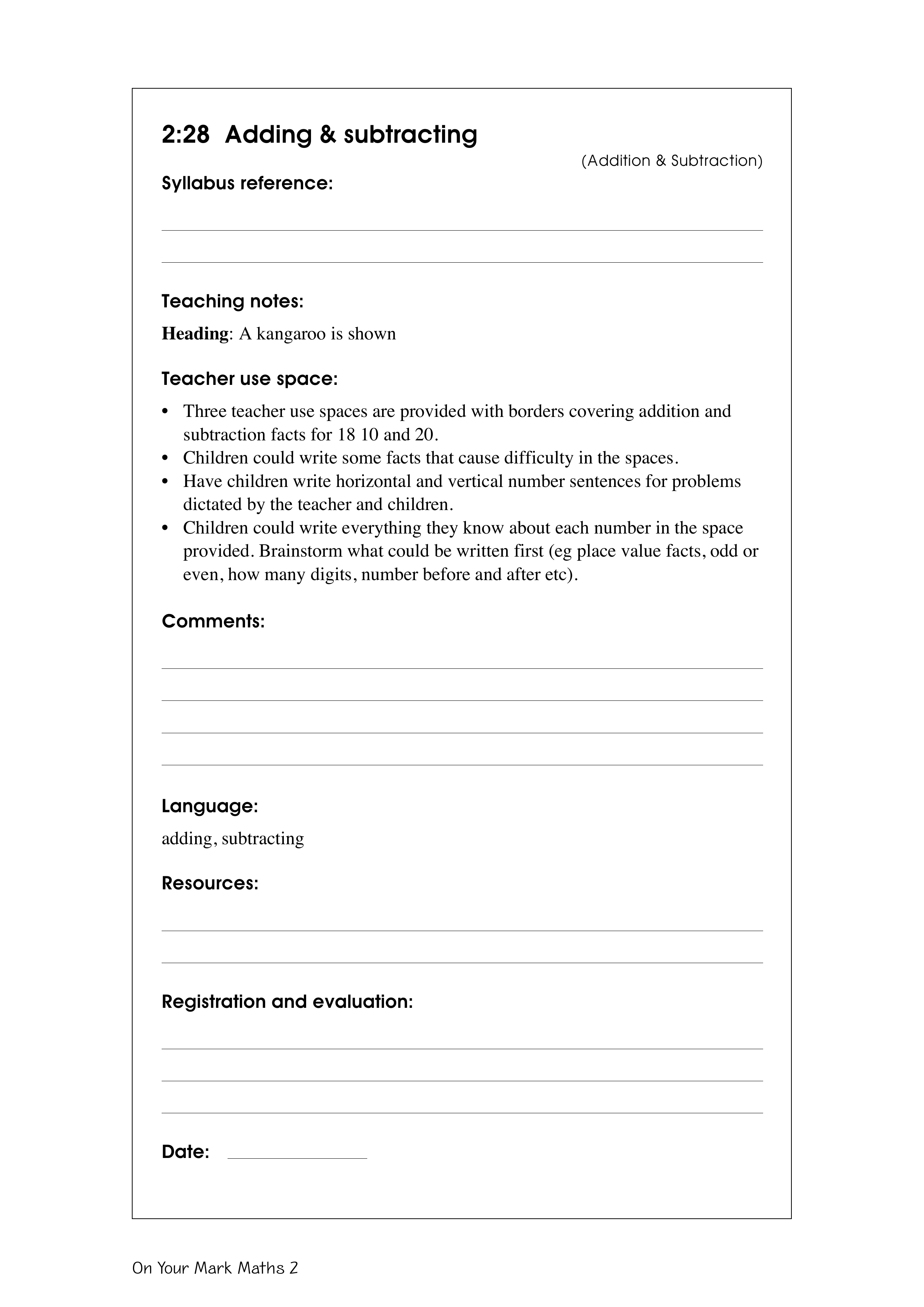 Adding & subtracting — worksheet preview
