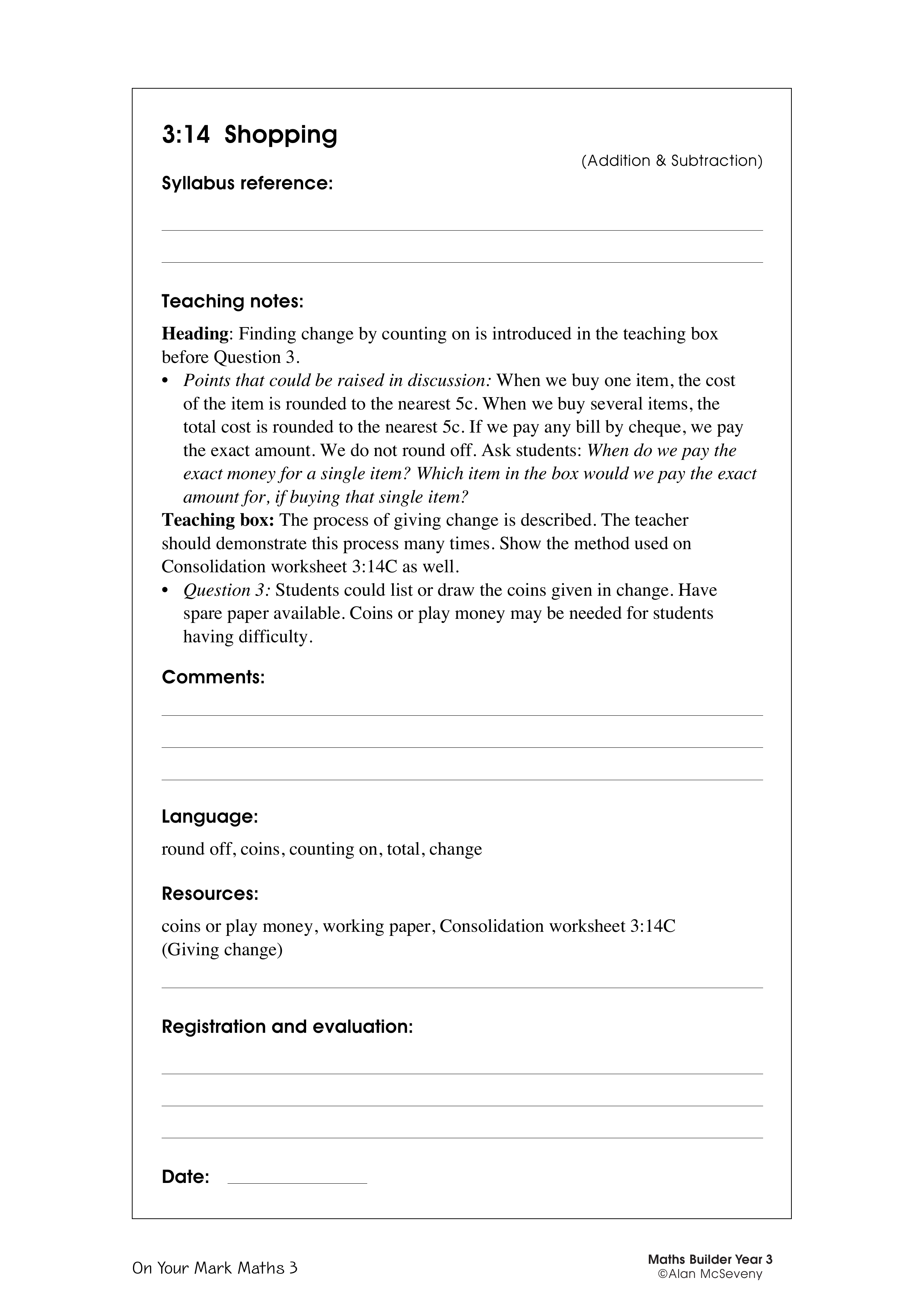 Shopping — worksheet preview