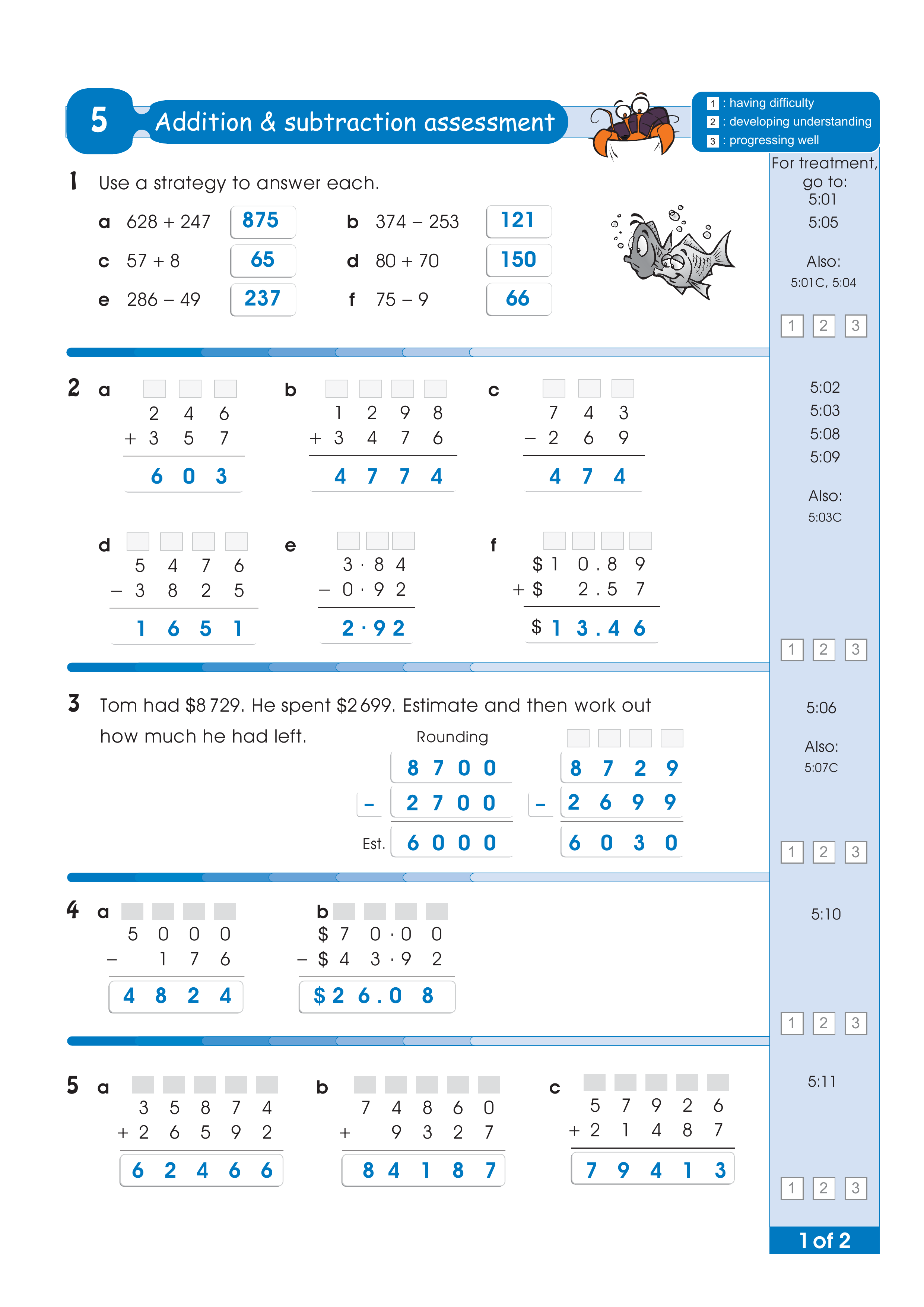 Assessment test answers — worksheet preview