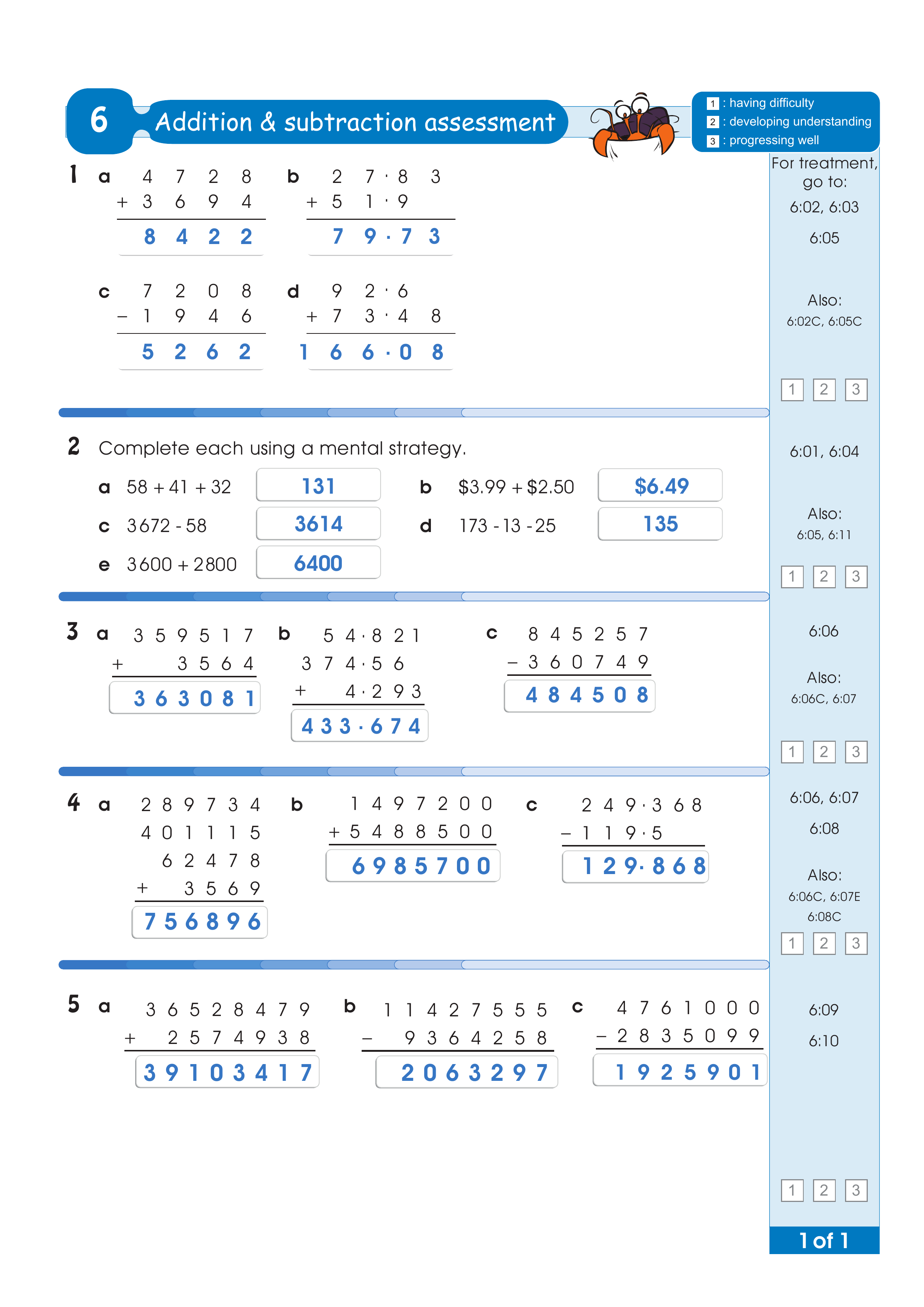 Assessment test answers — worksheet preview