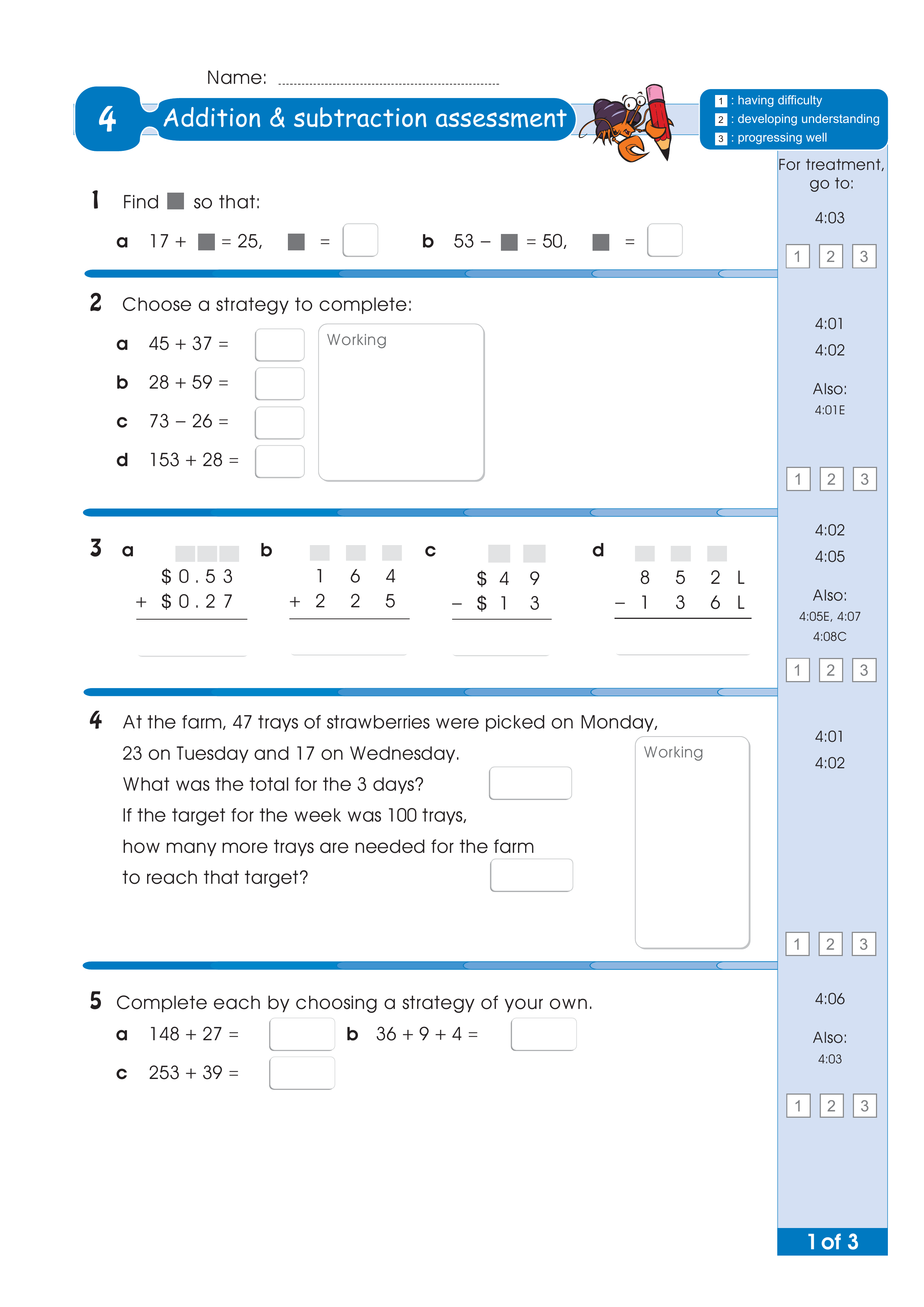 Assessment for the whole of Level 4 — worksheet preview