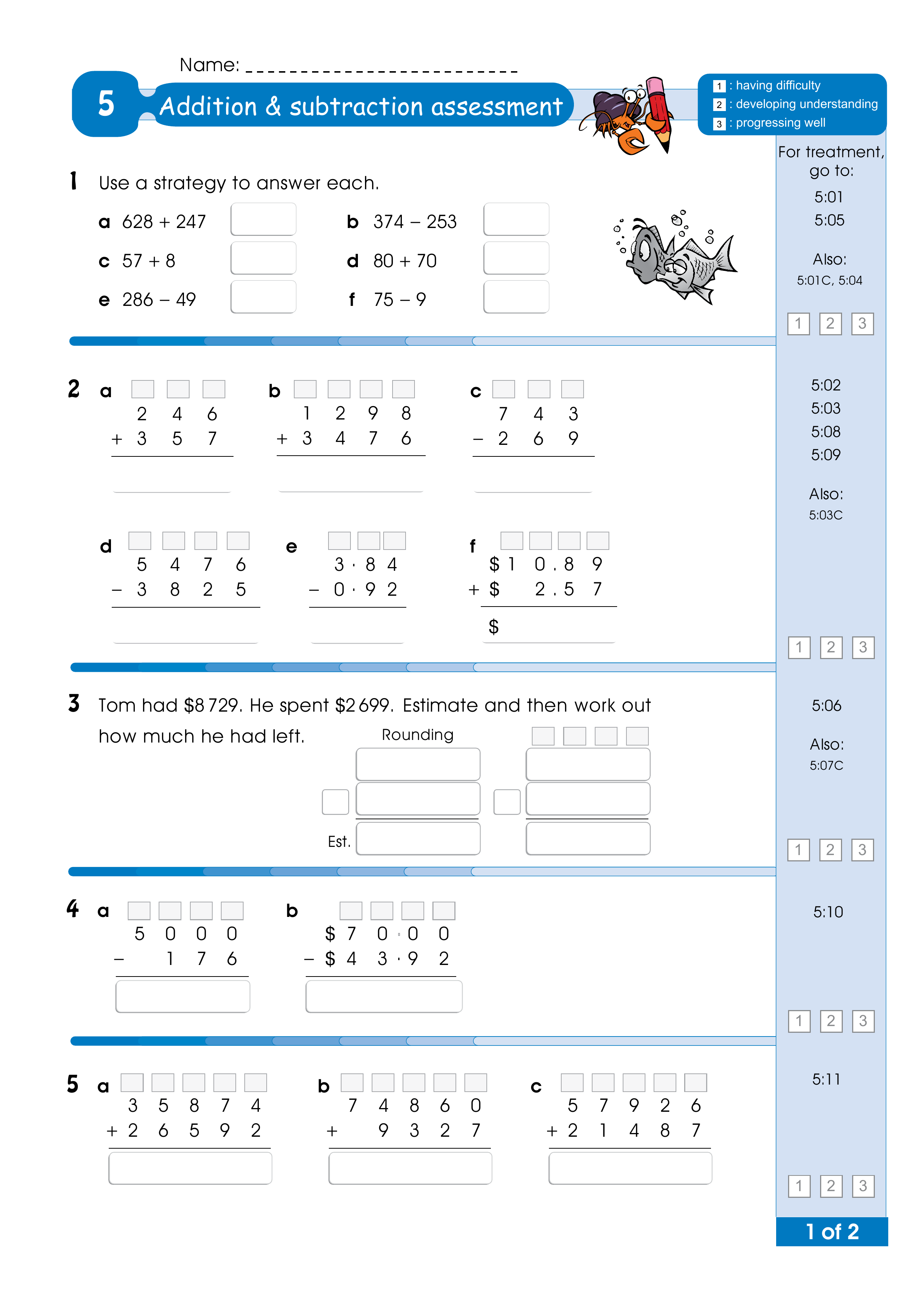 Assessment for the whole of Level 5 — worksheet preview