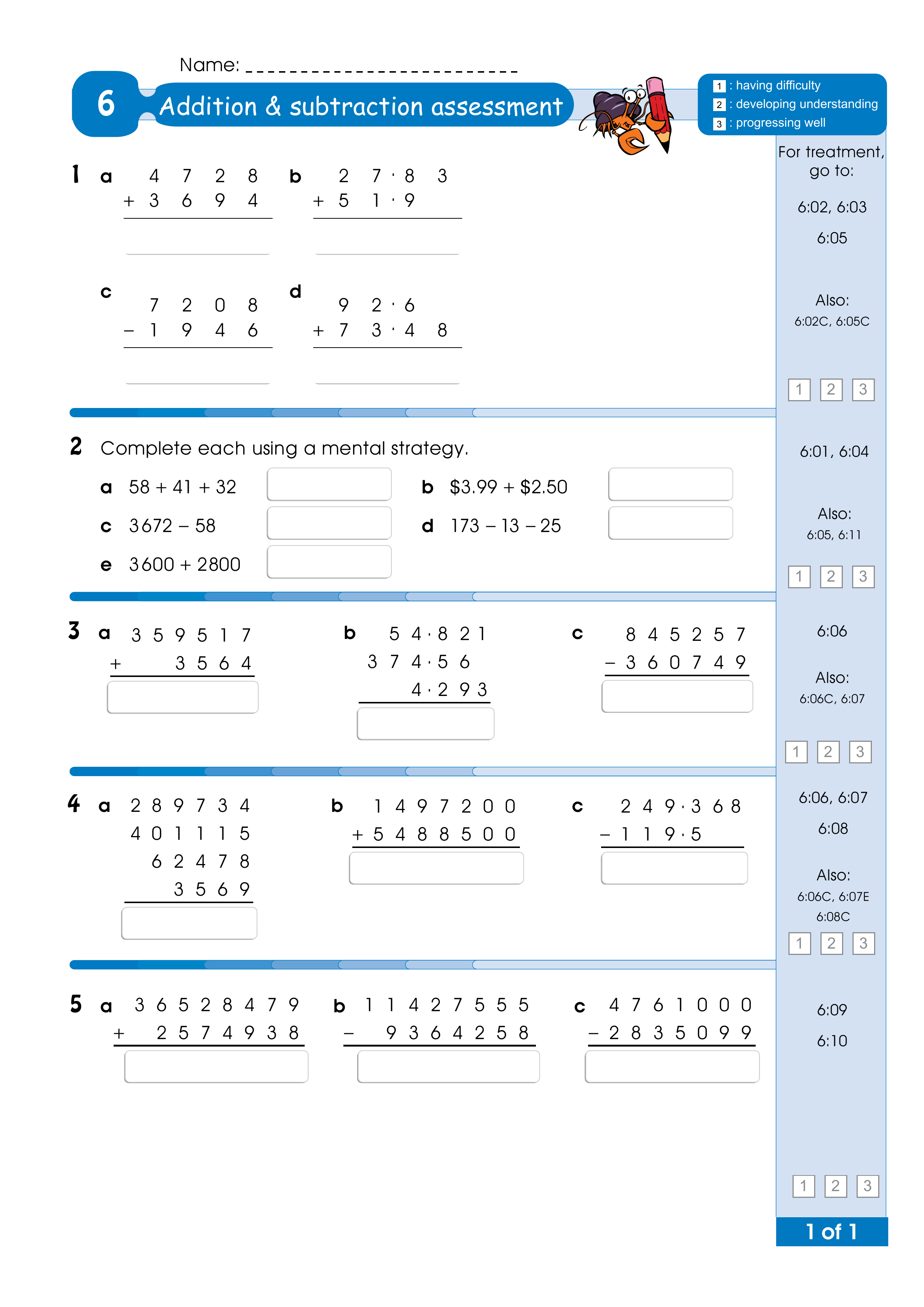 Assessment for the whole of Level 6 — worksheet preview