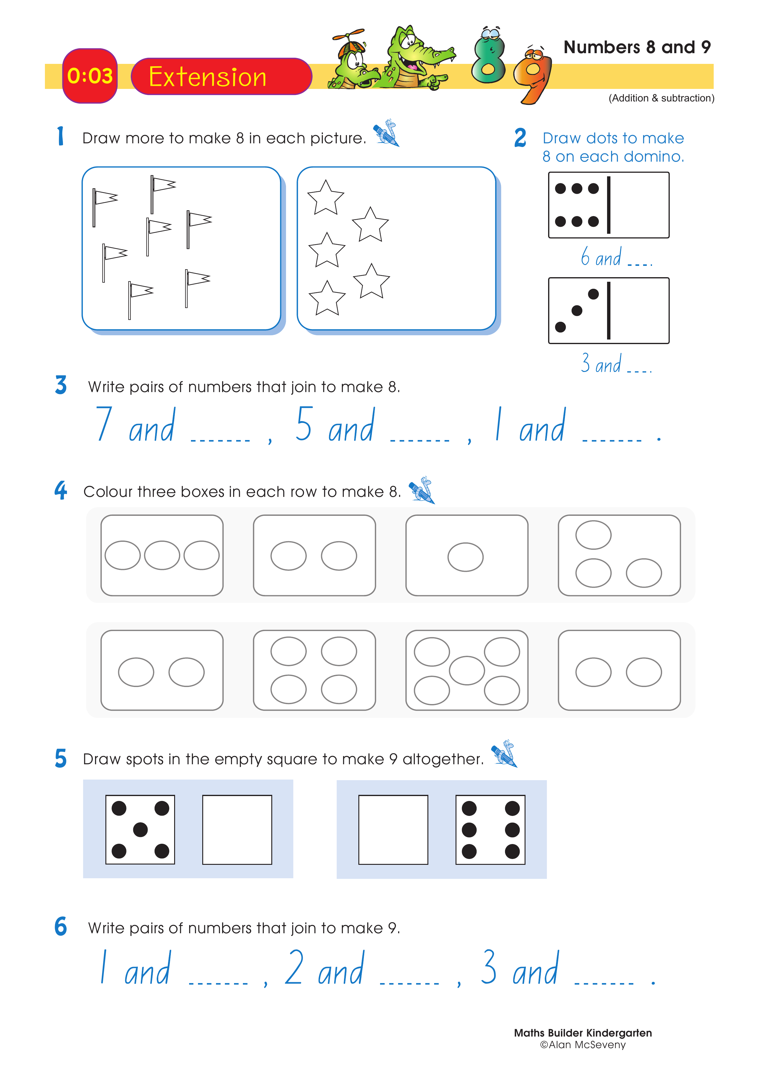 Numbers 8 and 9 — worksheet preview
