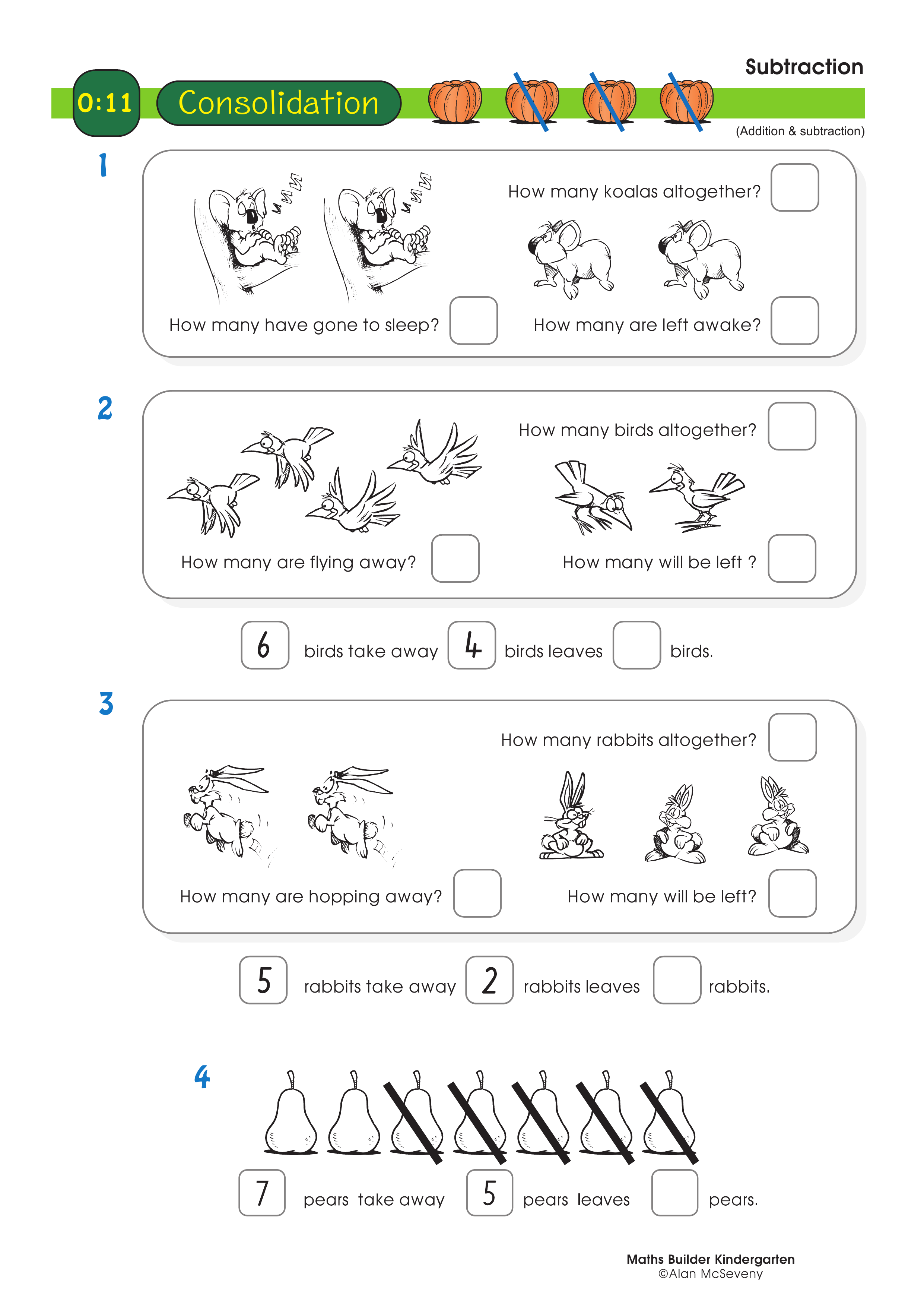 Subtraction — worksheet preview