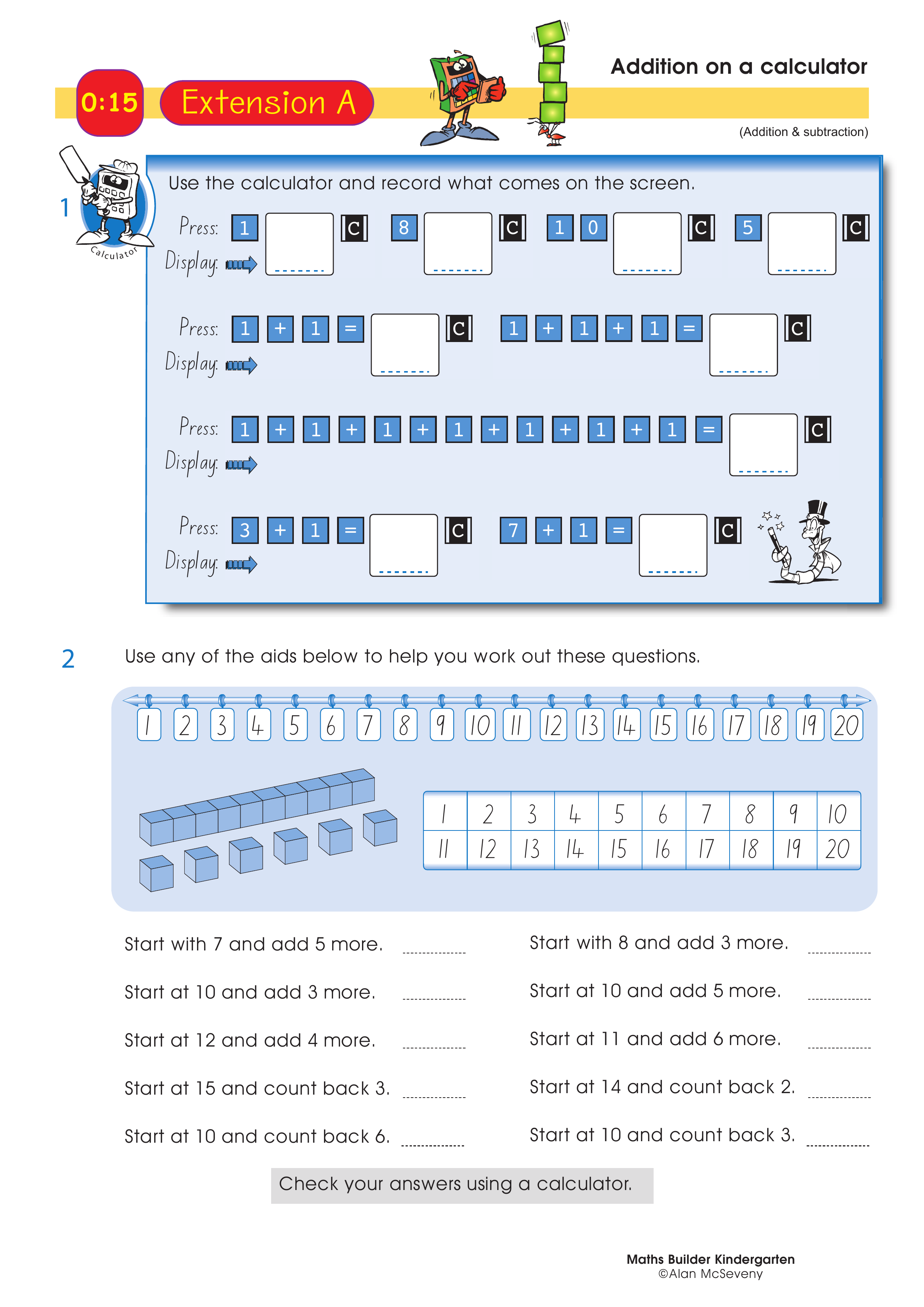 Addition on a calculator — worksheet preview