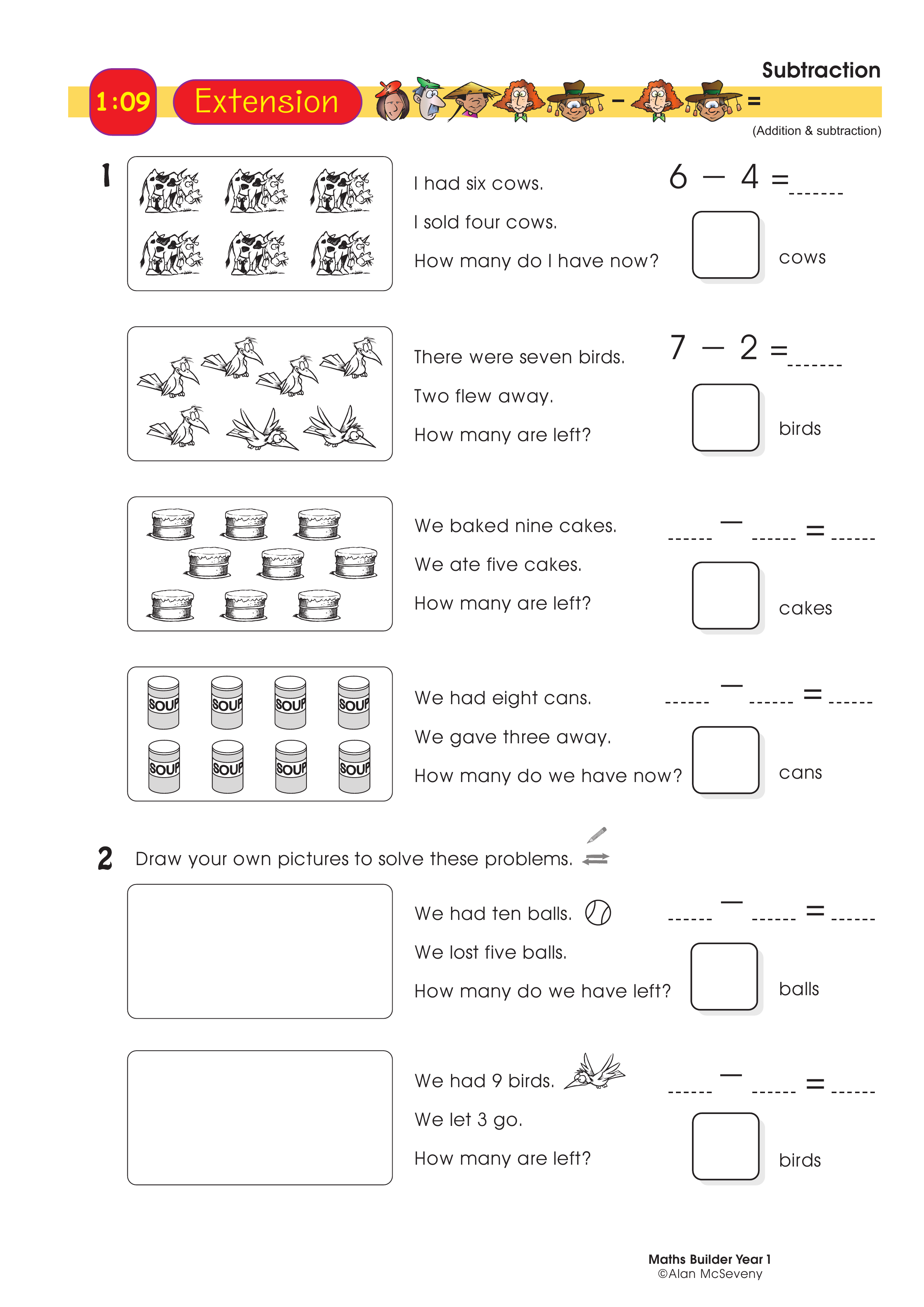 Subtraction — worksheet preview