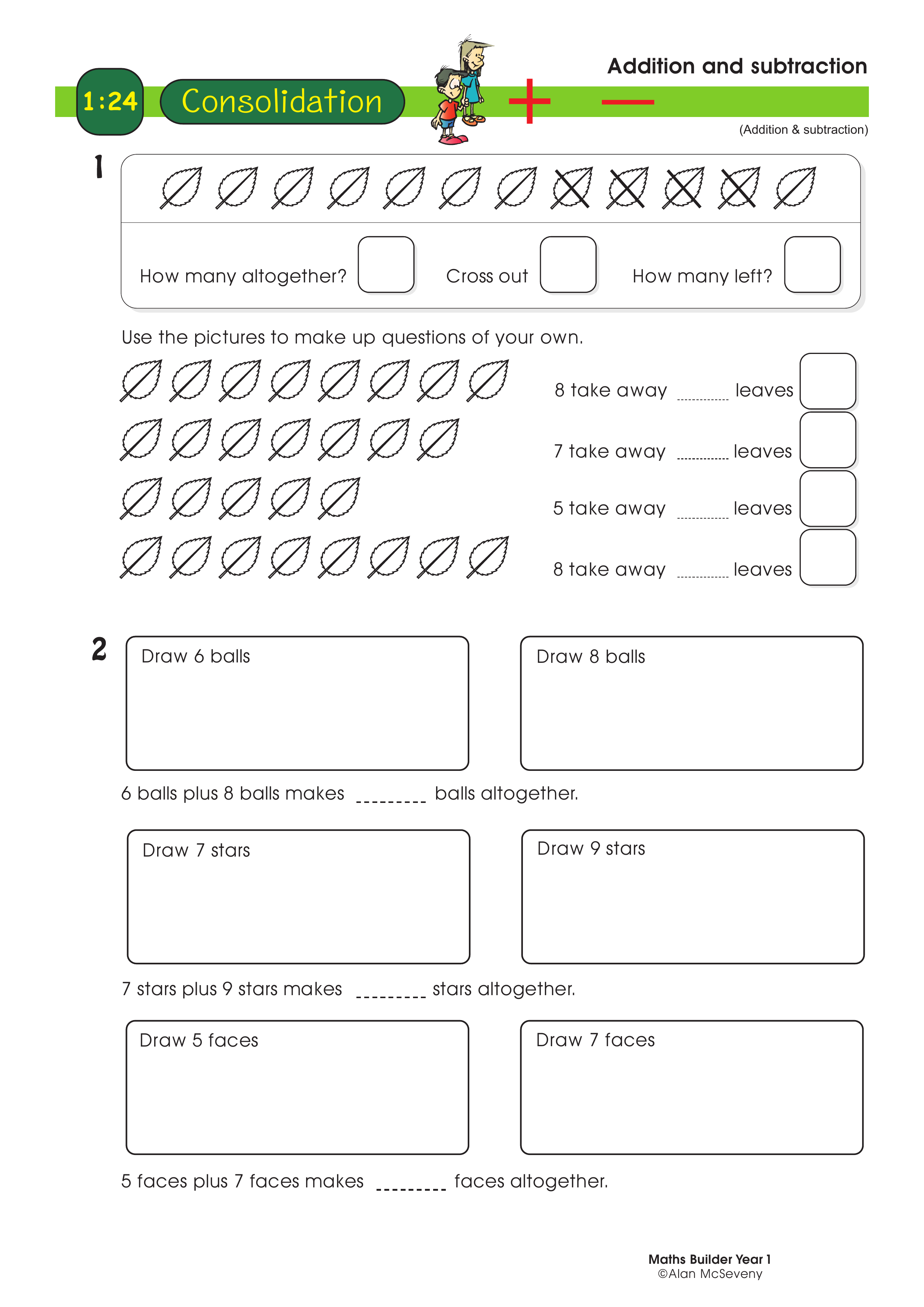 Addition and subtraction — worksheet preview