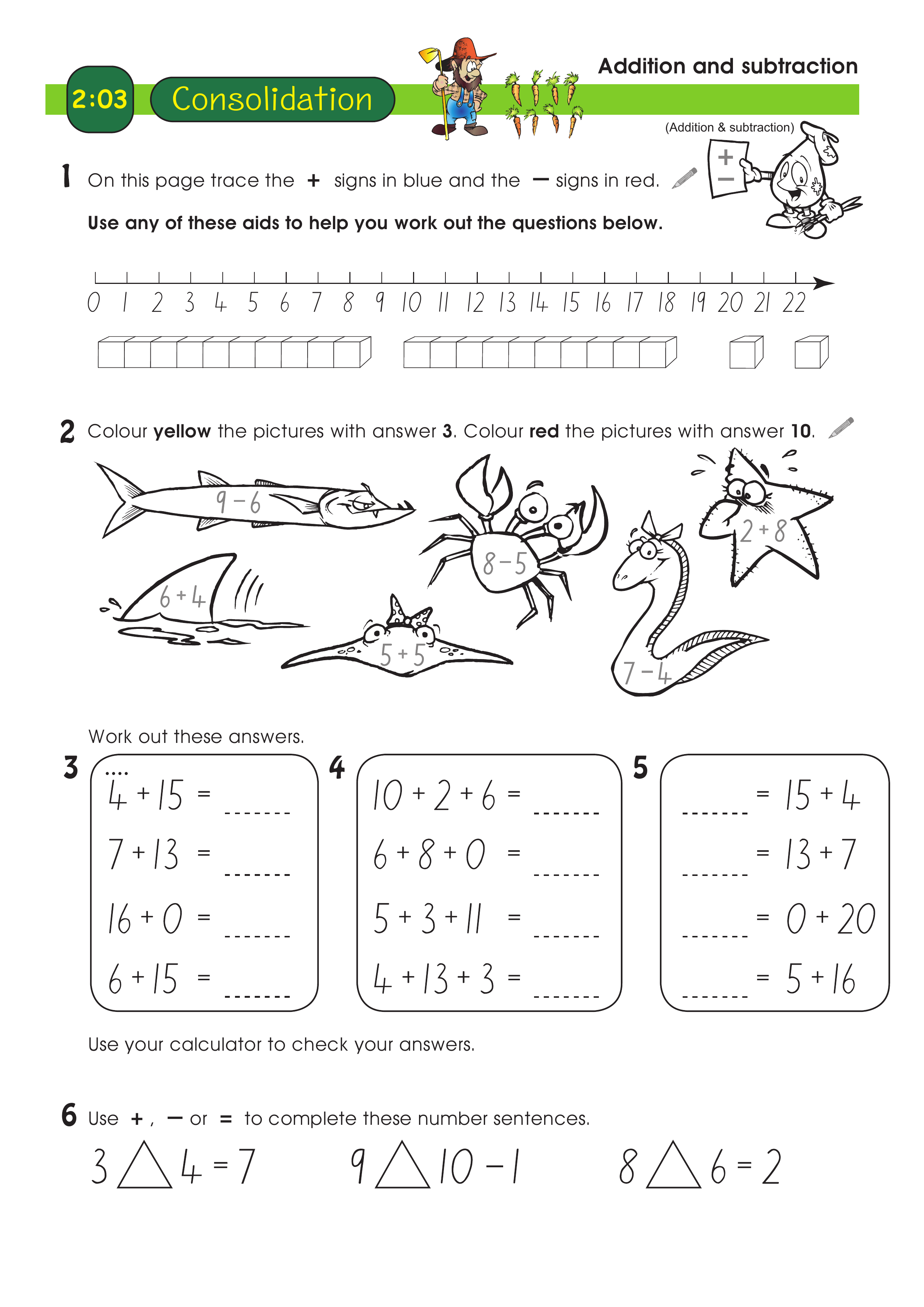 Addition and subtraction — worksheet preview