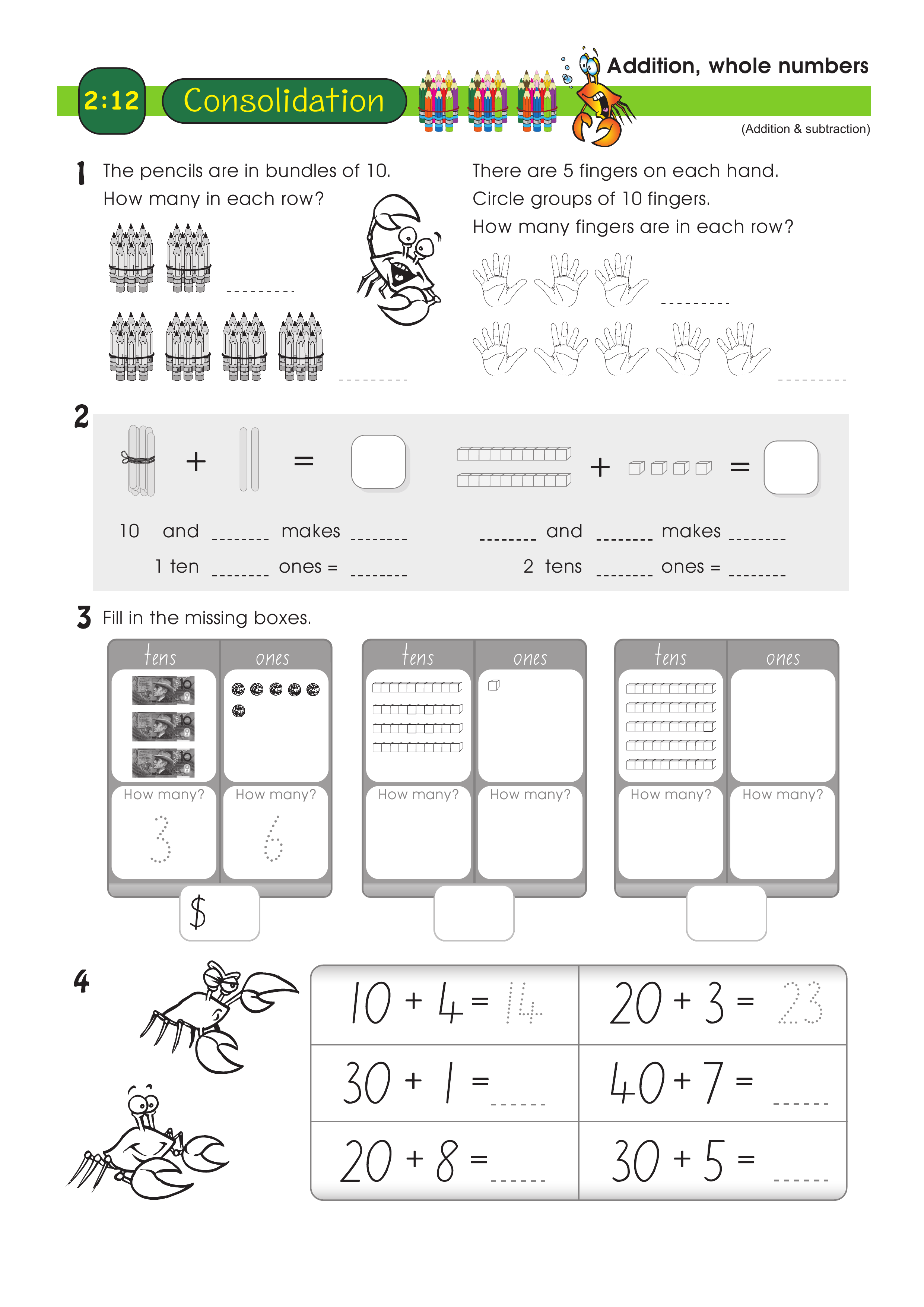 Addition, whole numbers — worksheet preview