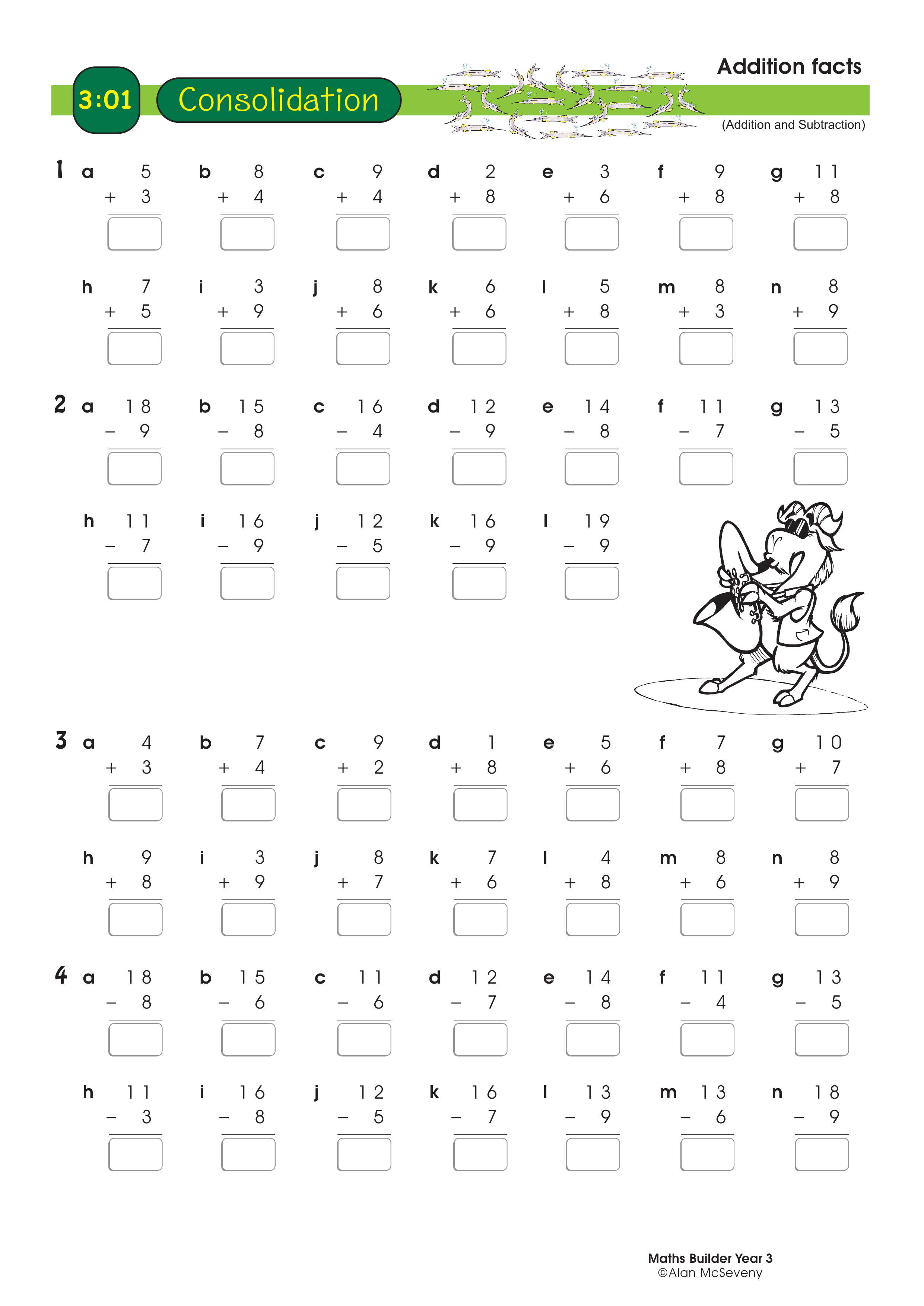 Addition facts — worksheet preview