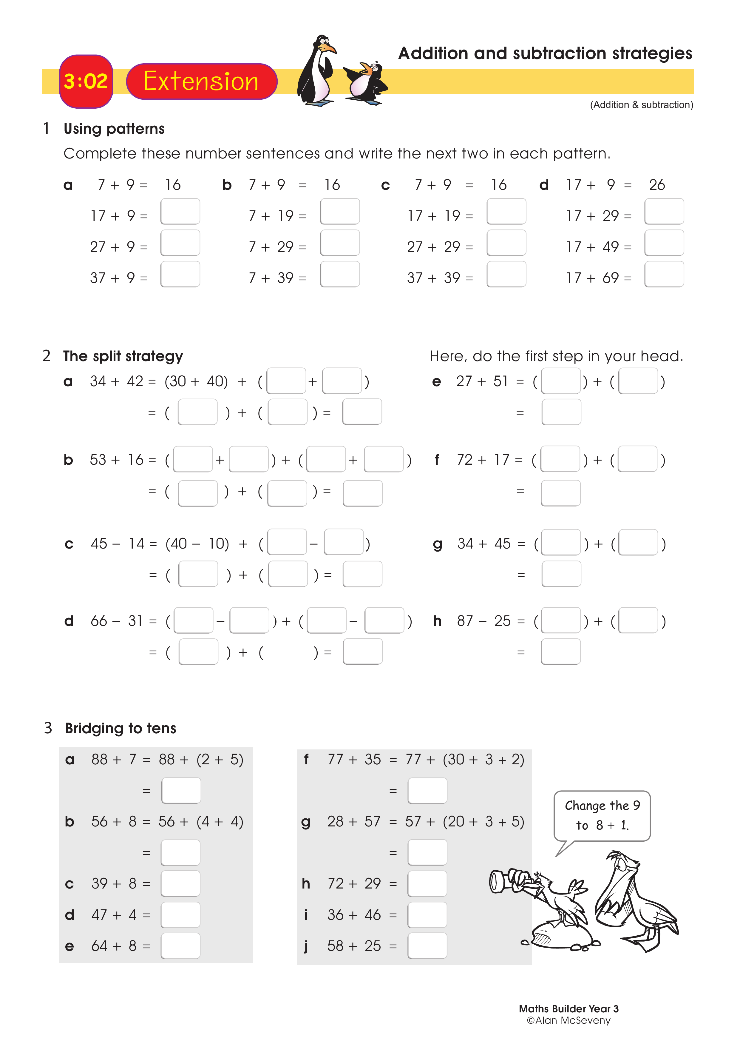 Addition and subtraction strategies — worksheet preview