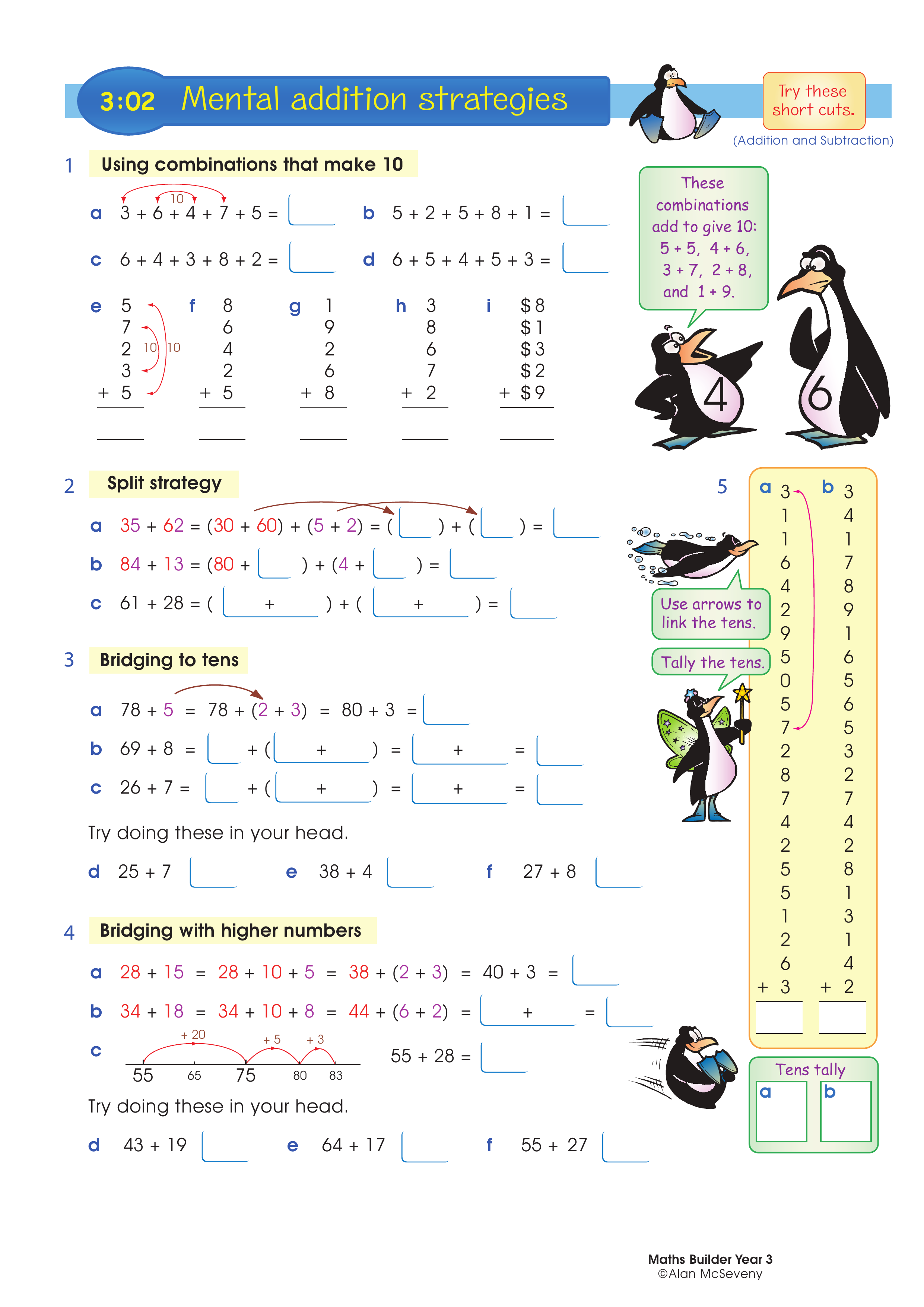 Mental addition strategies — worksheet preview