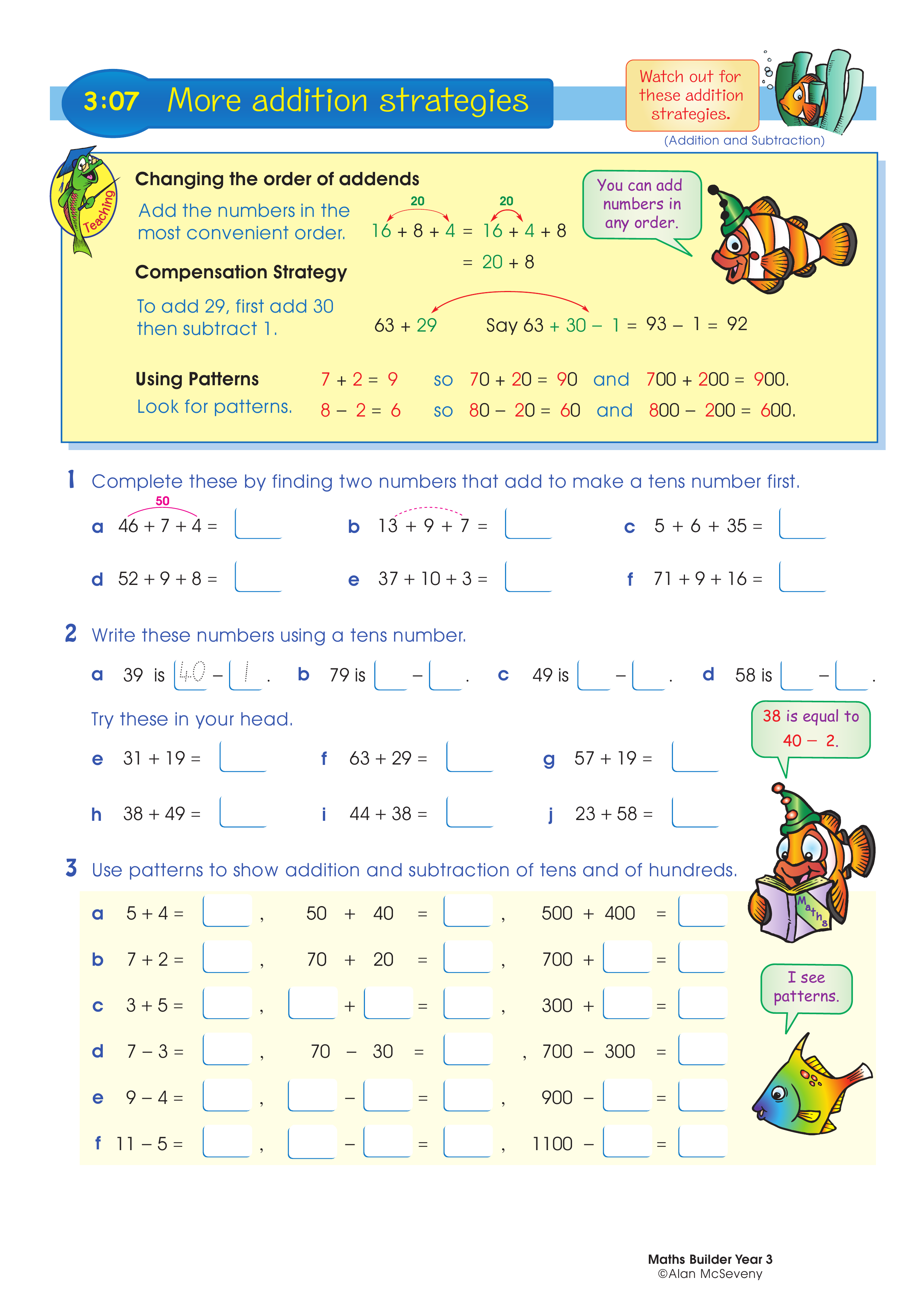 More addition strategies — worksheet preview