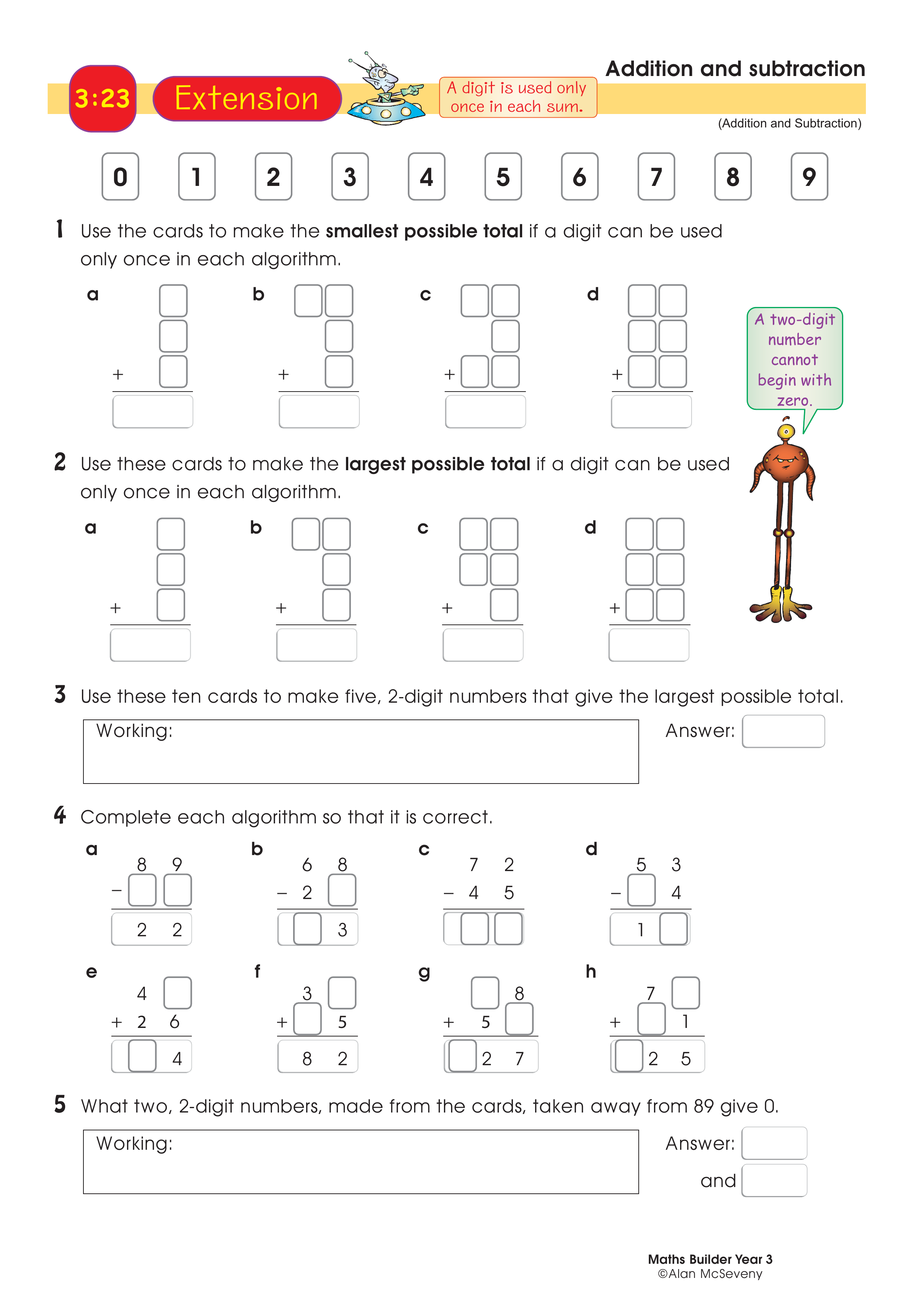 Addition and subtraction — worksheet preview