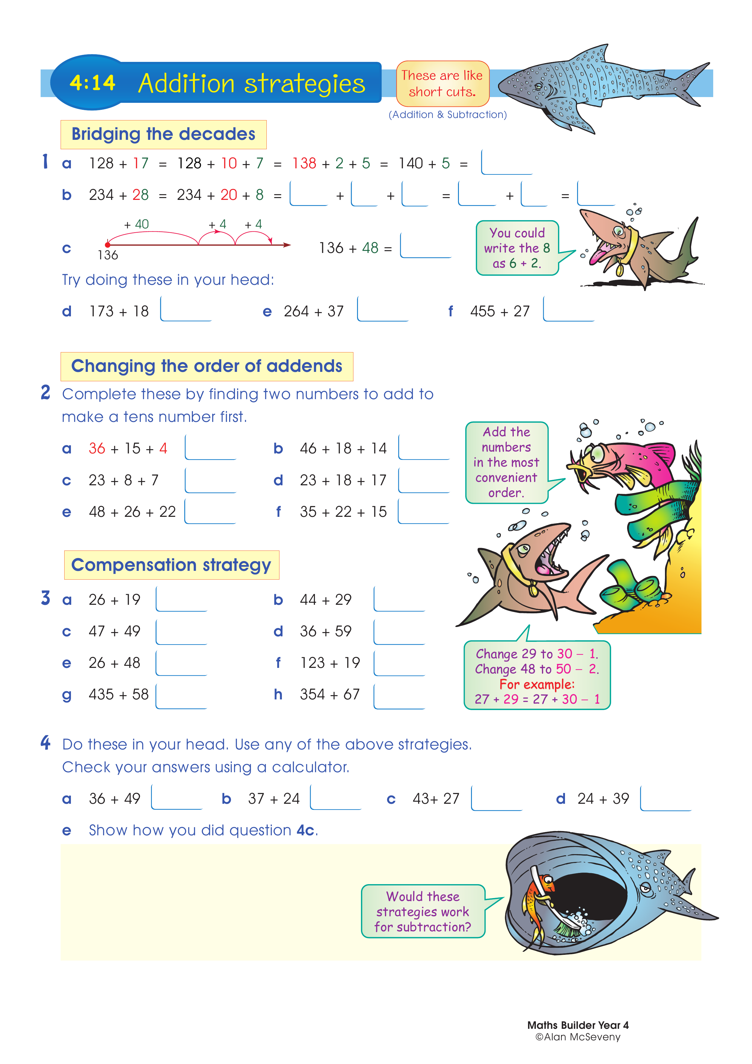 Addition strategies — worksheet preview