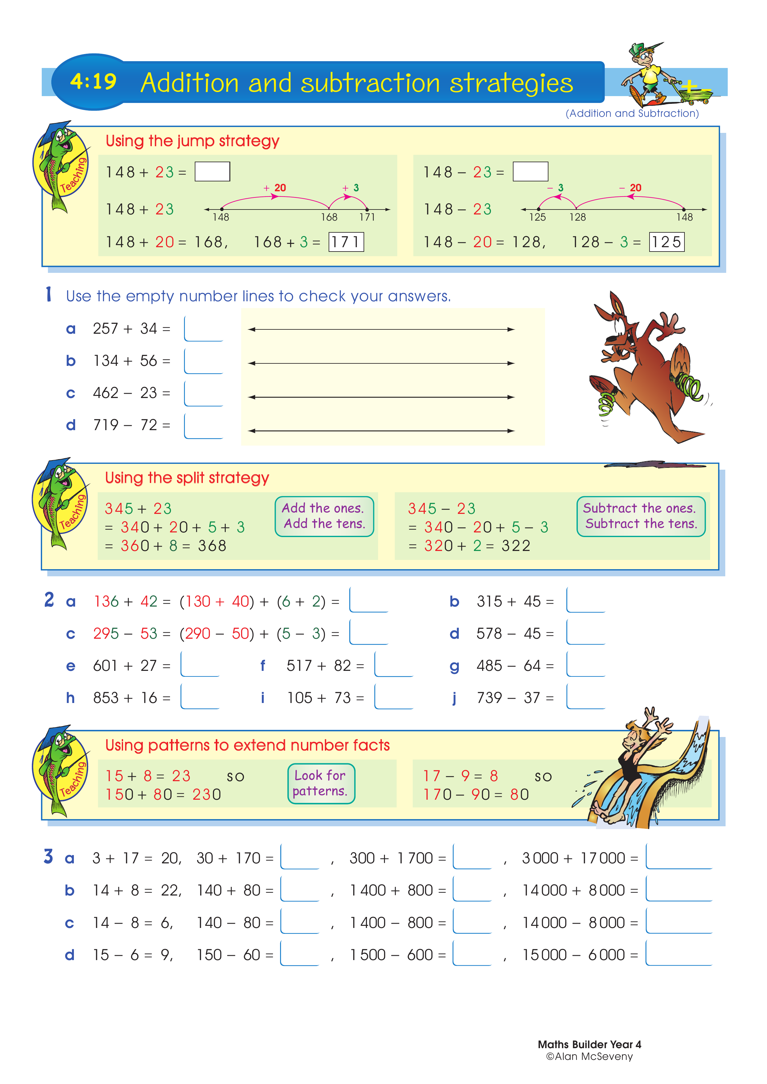 Addition and subtraction strategies — worksheet preview