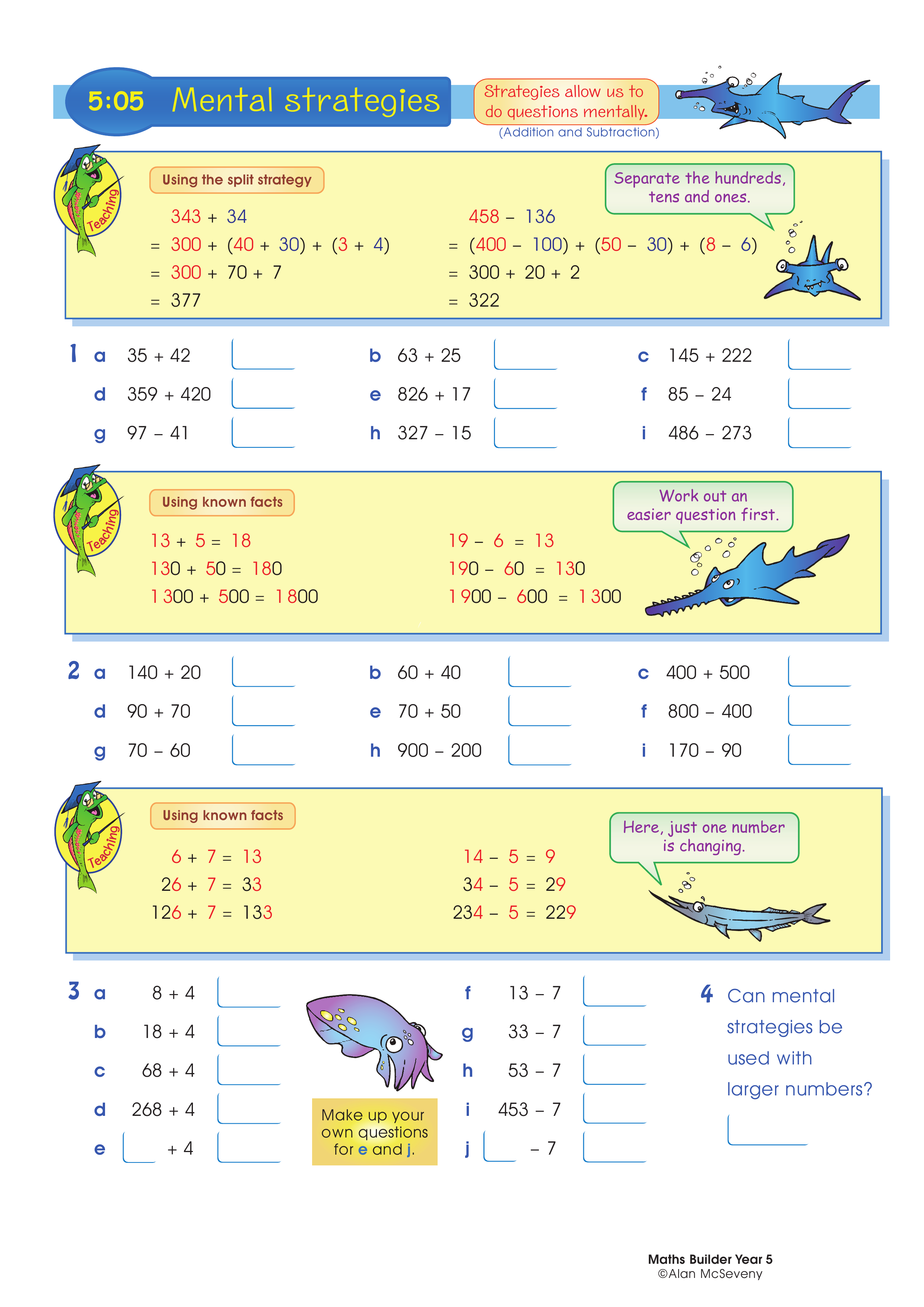 Mental strategies — worksheet preview