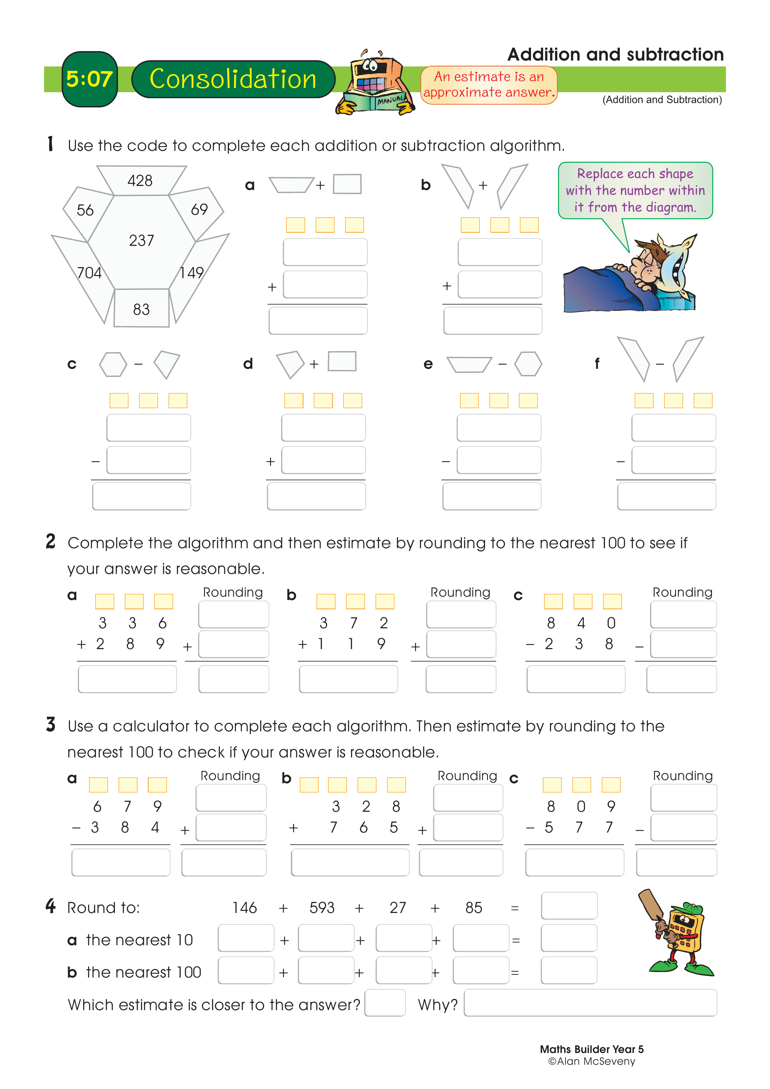 Addition and subtraction — worksheet preview