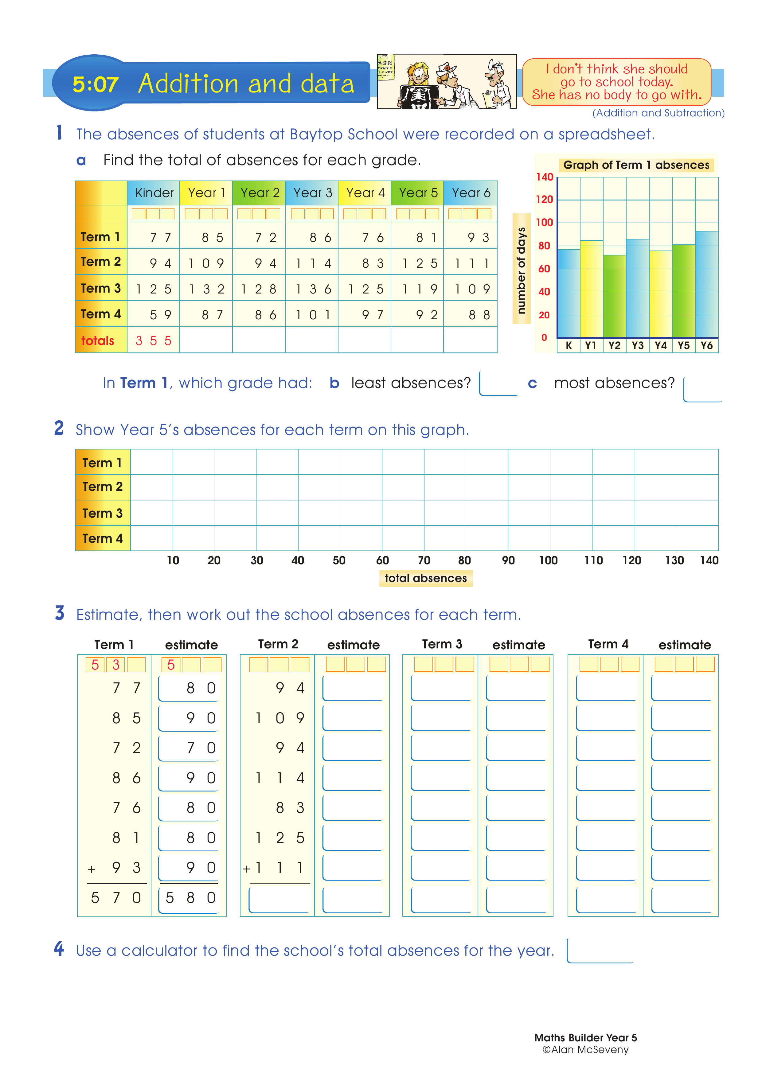 Addition and data — worksheet preview