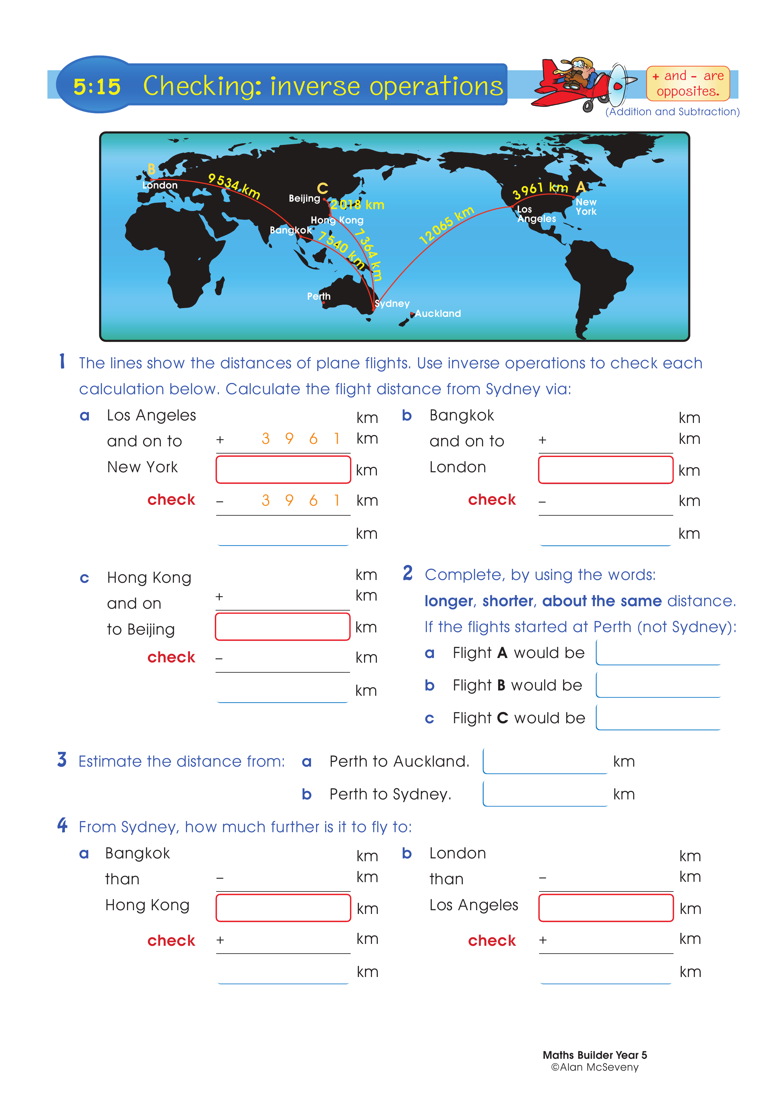 Checking inverse operations — worksheet preview