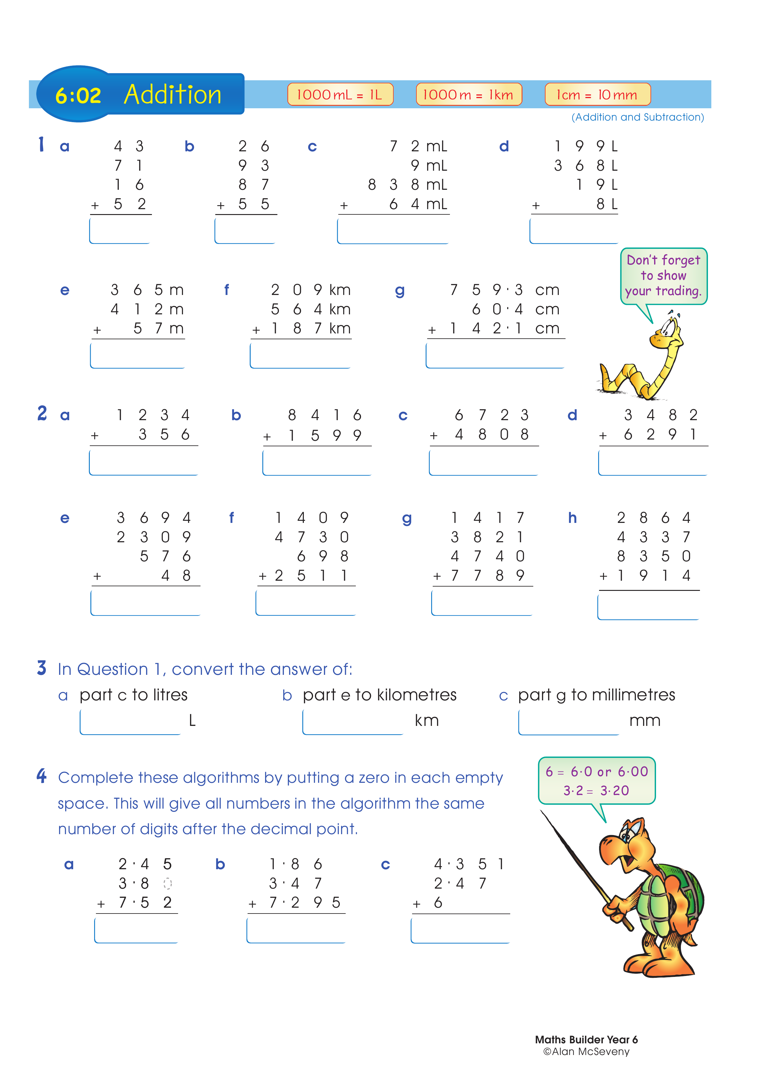 Addition — worksheet preview