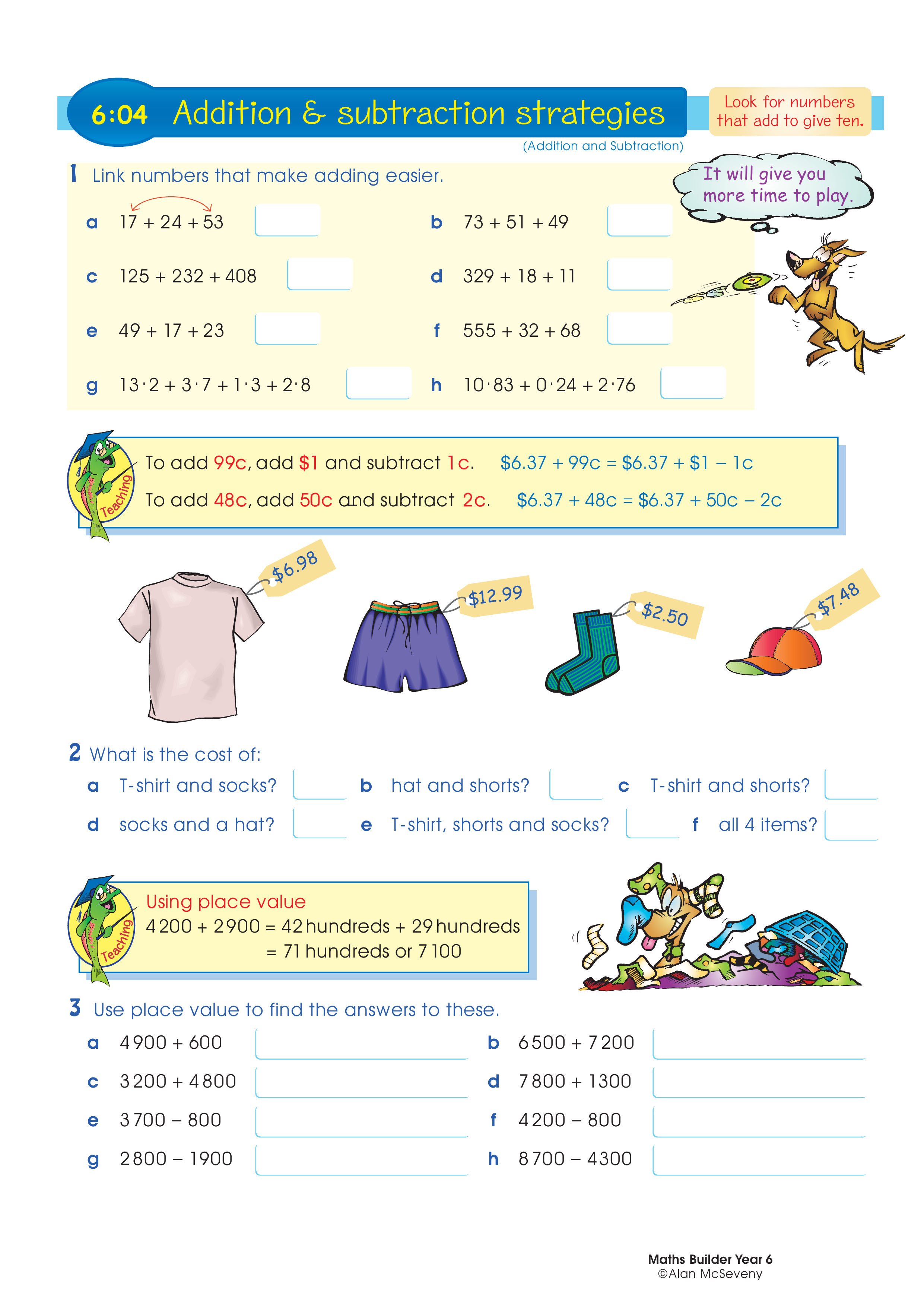 Addition & subtraction strategies — worksheet preview
