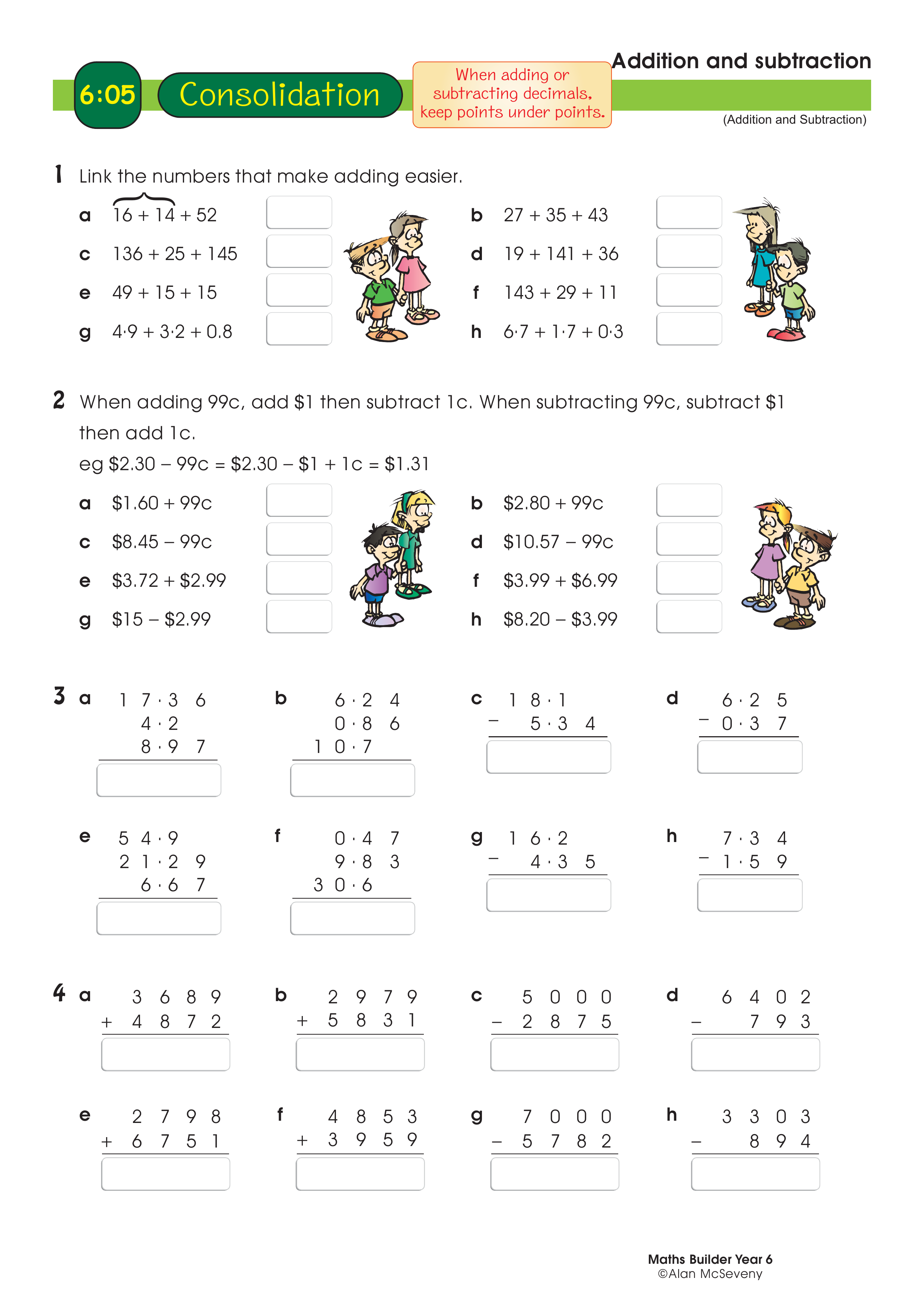 Addition and subtraction — worksheet preview