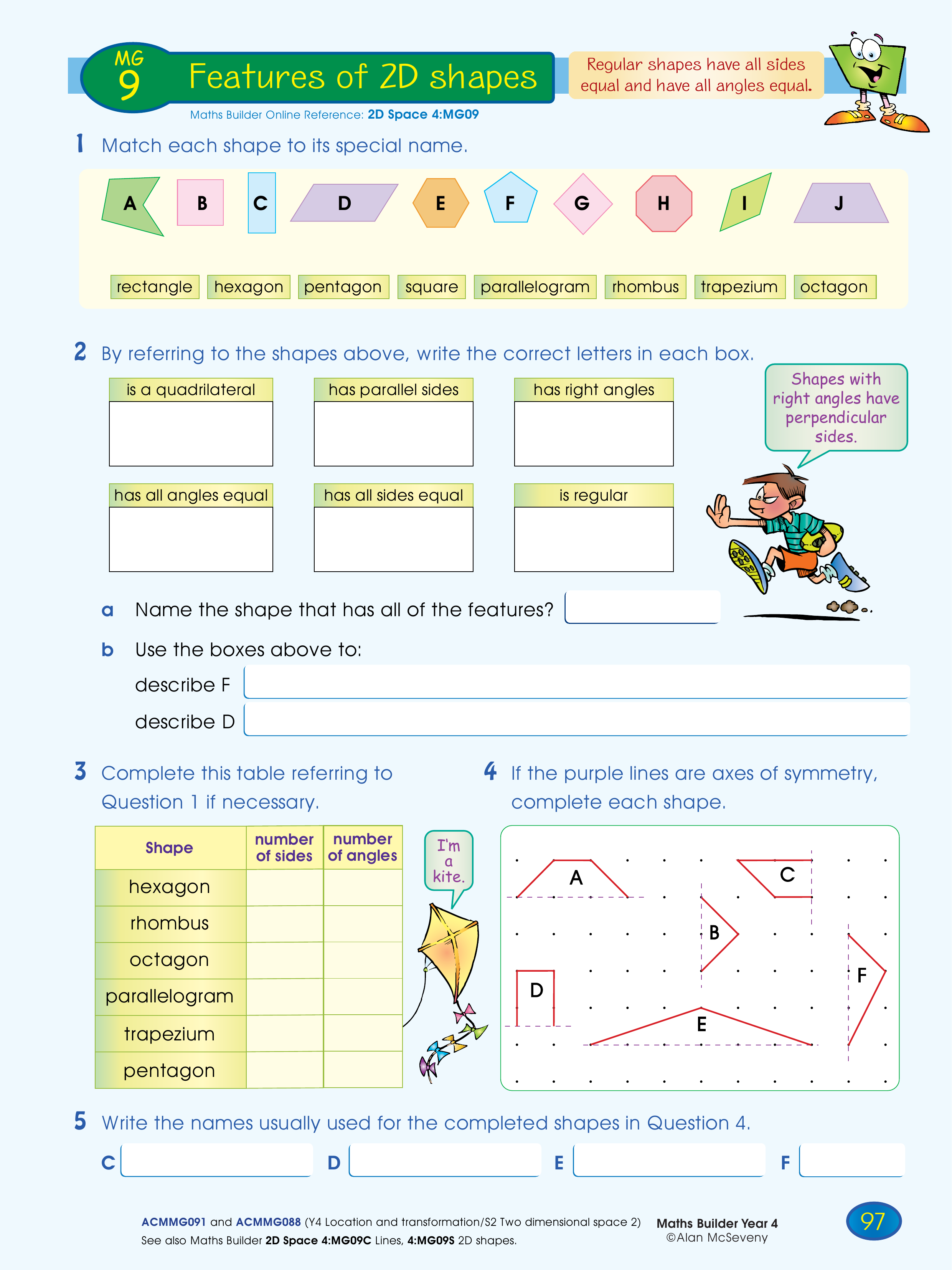 Features of 2D shapes — worksheet preview