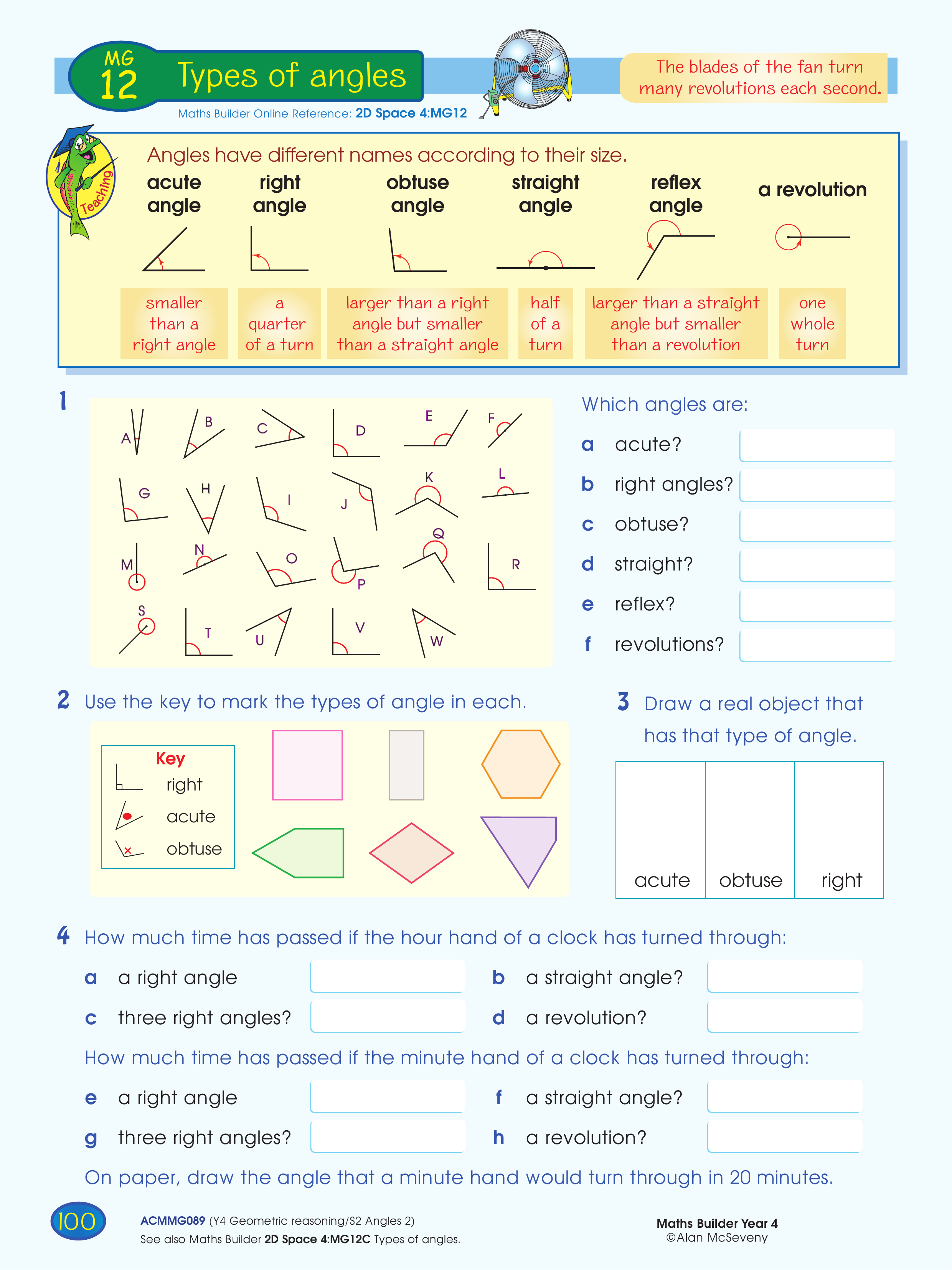 Types of angles — worksheet preview