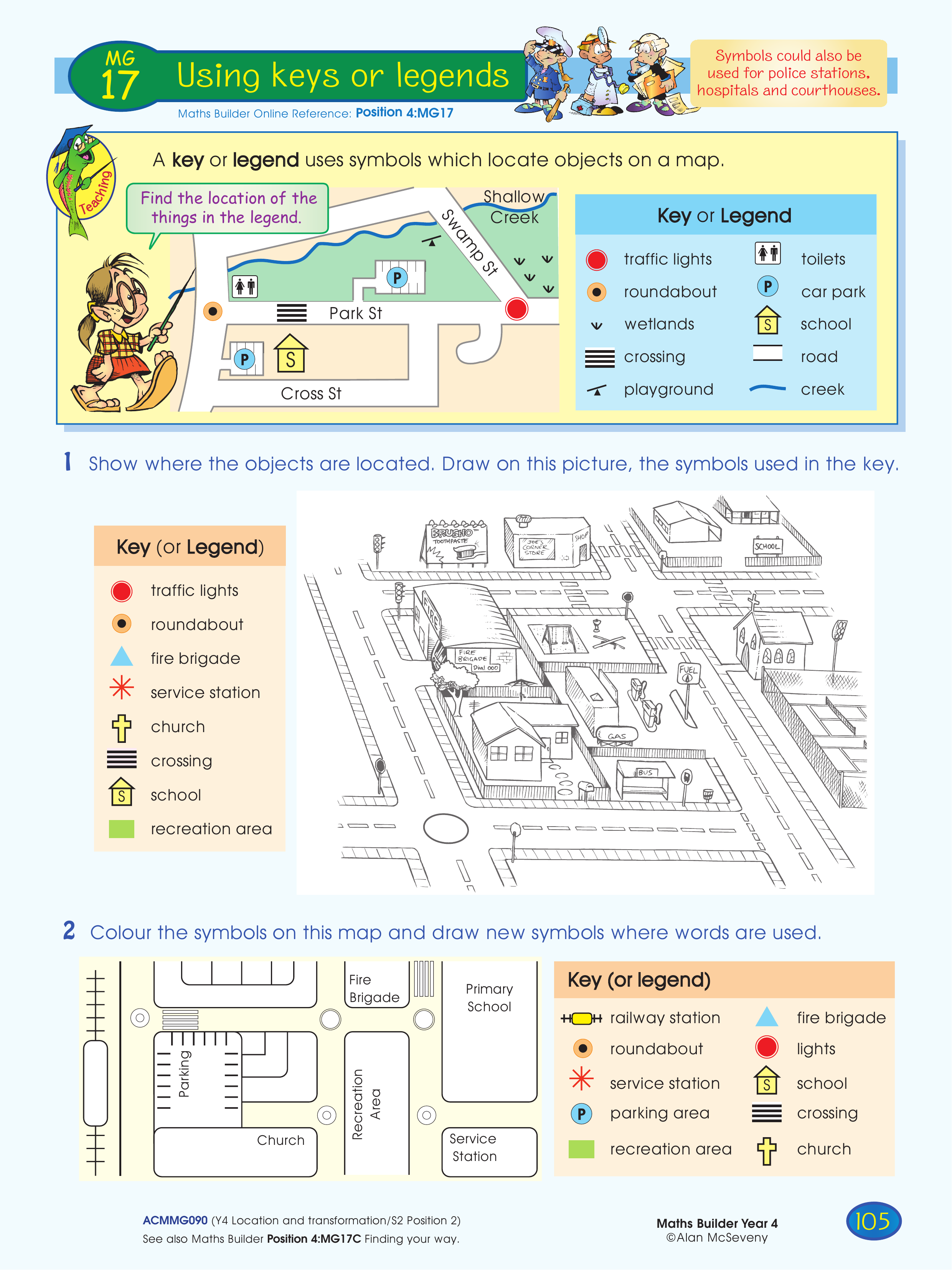 Using keys or legends — worksheet preview