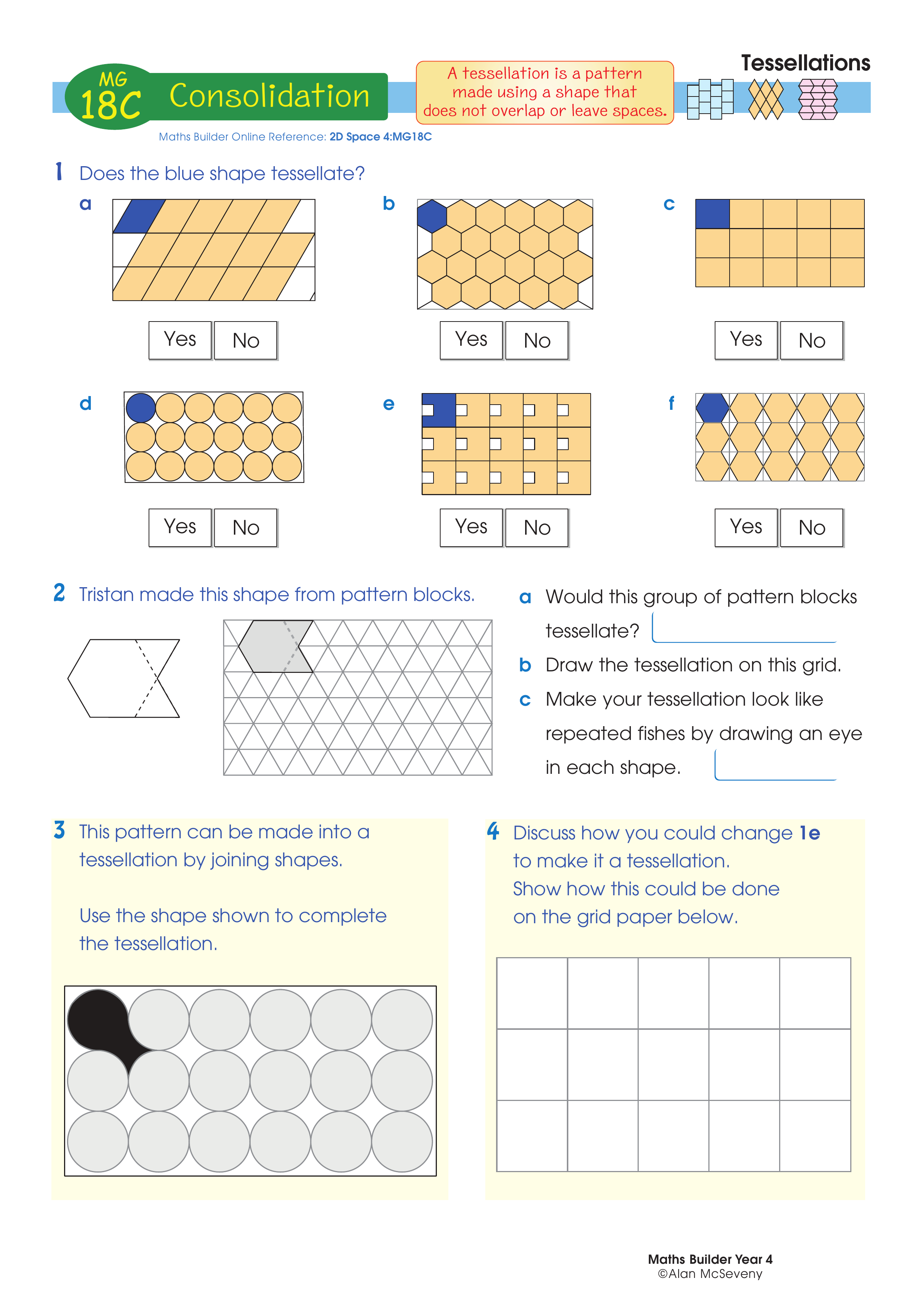 Tessellations — worksheet preview