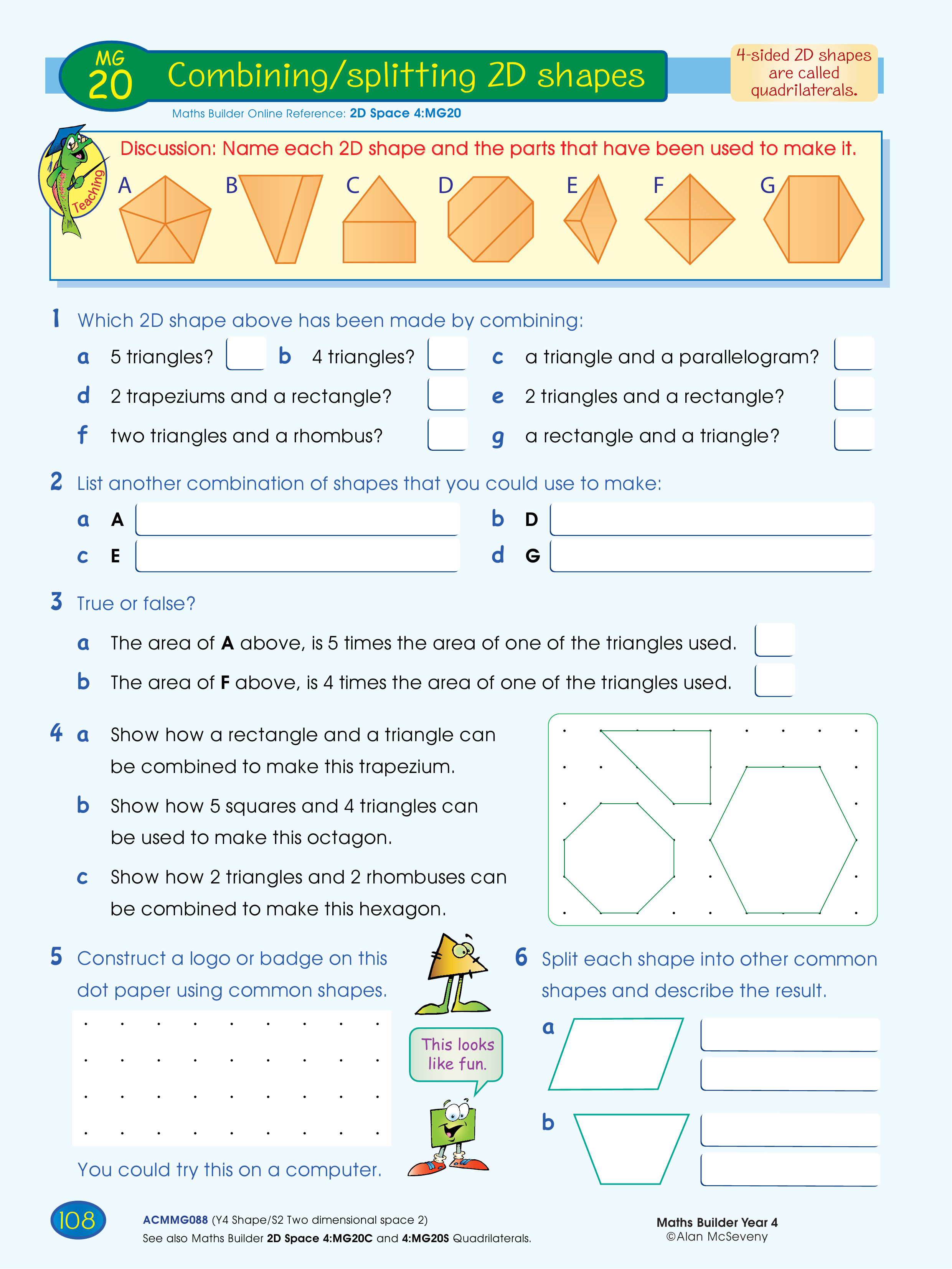Combining/splitting 2D shapes — worksheet preview