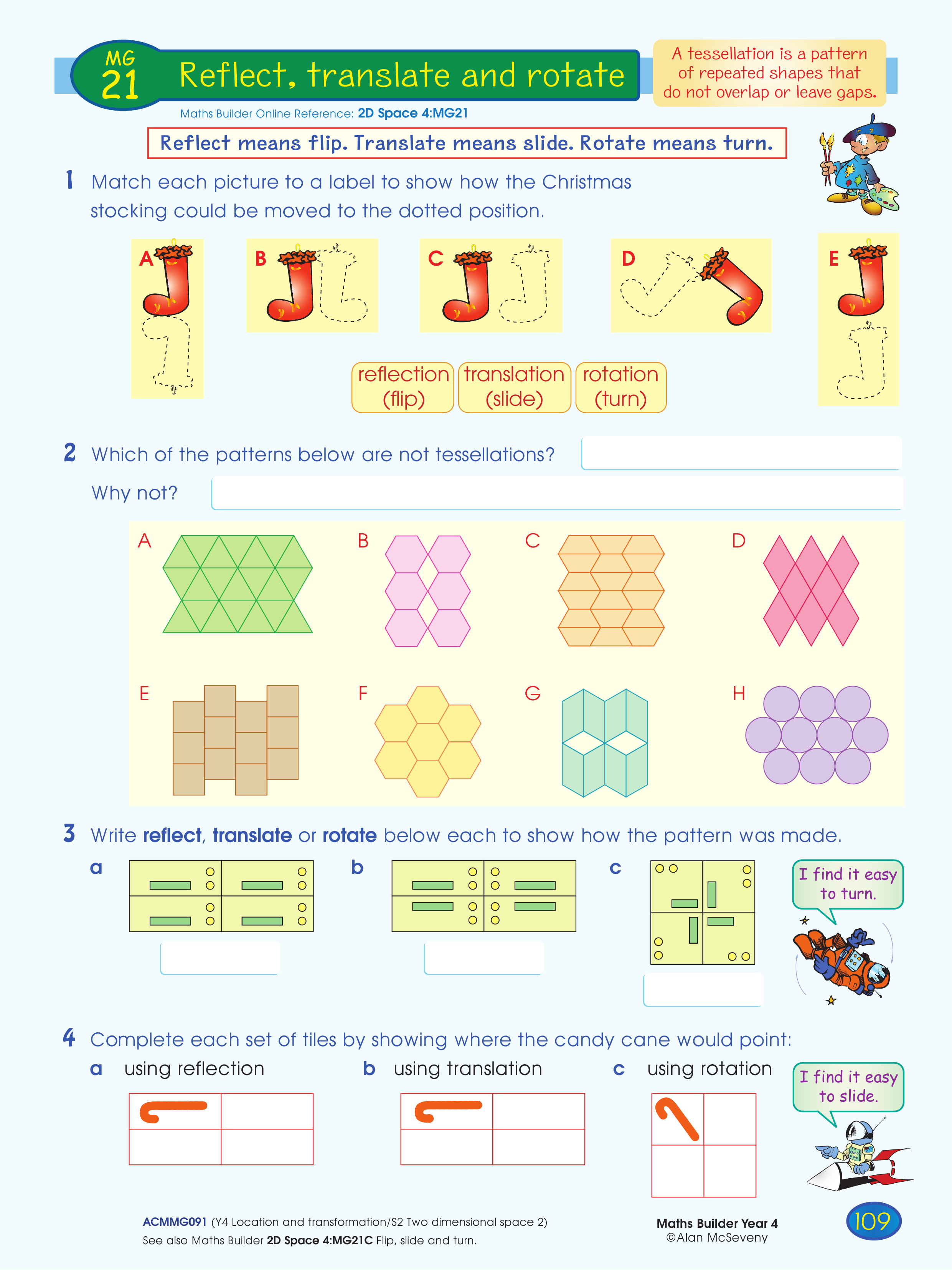 Reflect, translate and rotate — worksheet preview
